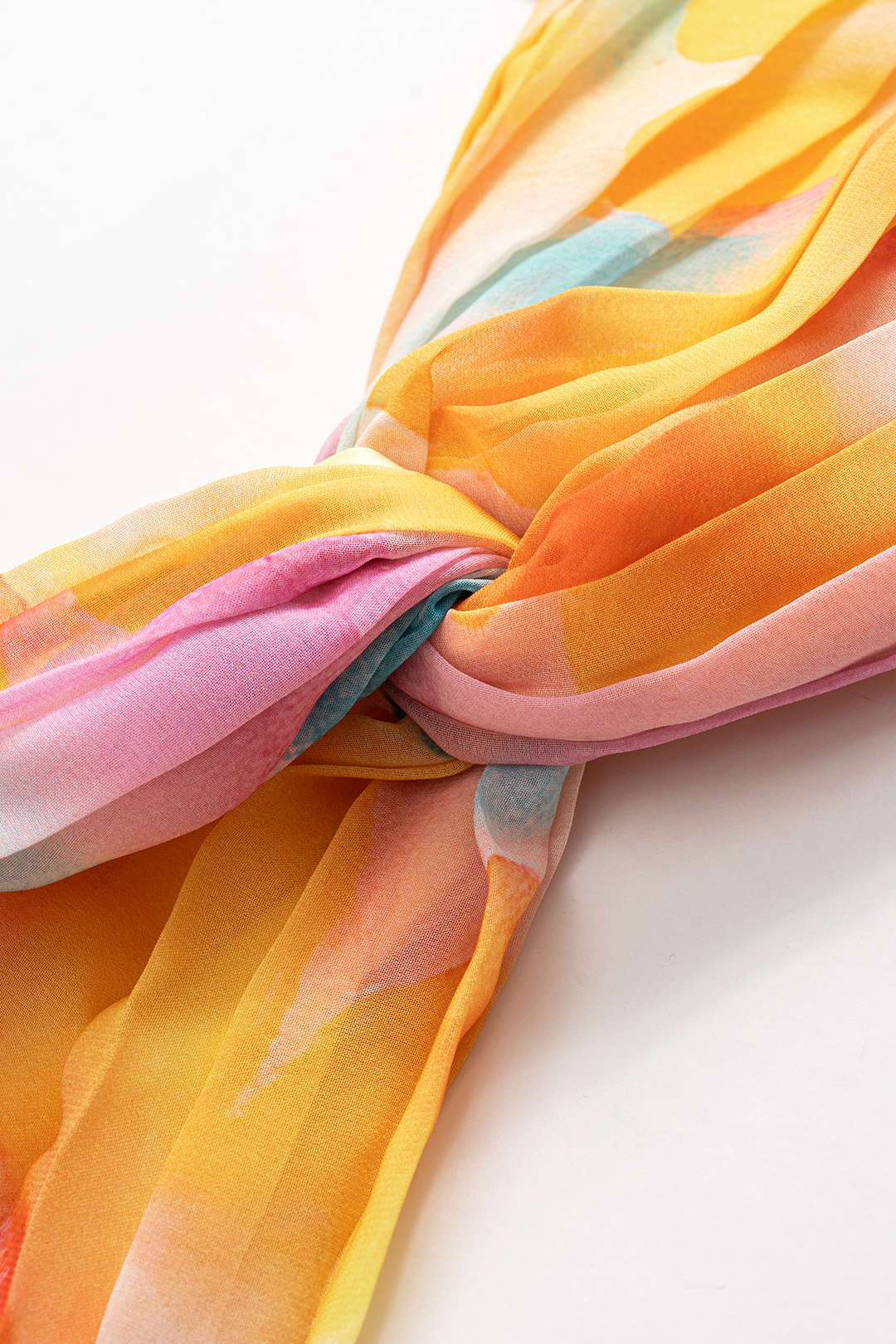 Ombre Print Chiffon Satin Sleeveless Halter Neck Patchwork Maxi Slip Dress