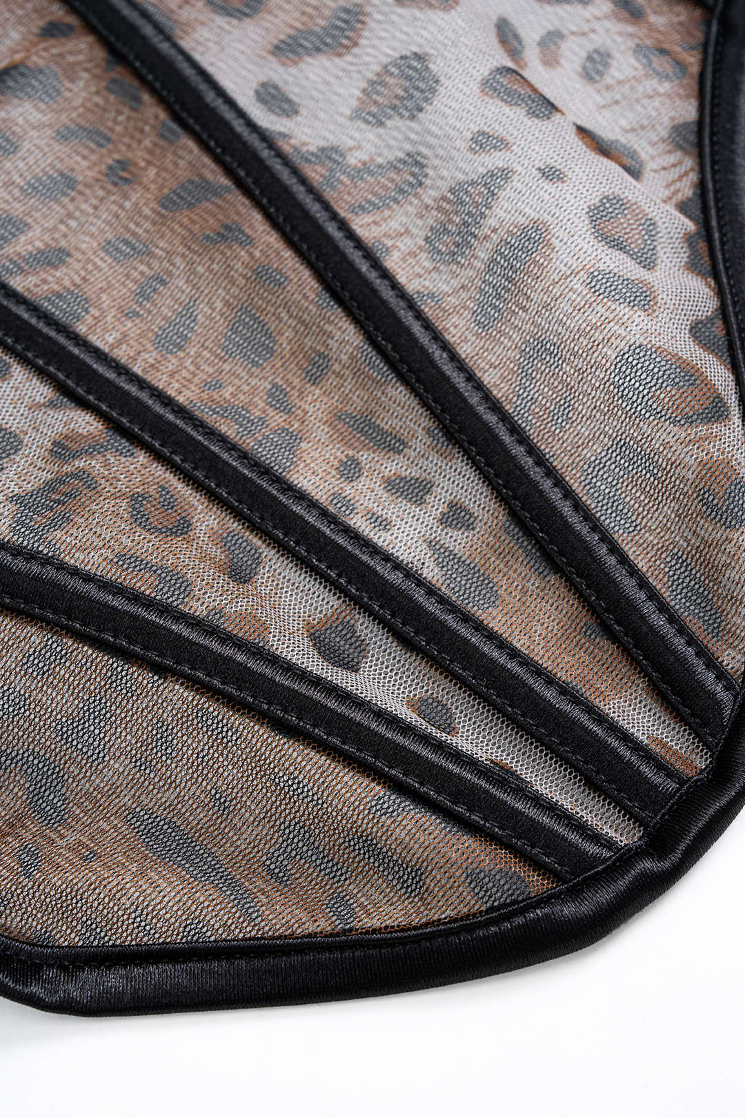 Mesh Leopard Print Bustier Cami Top