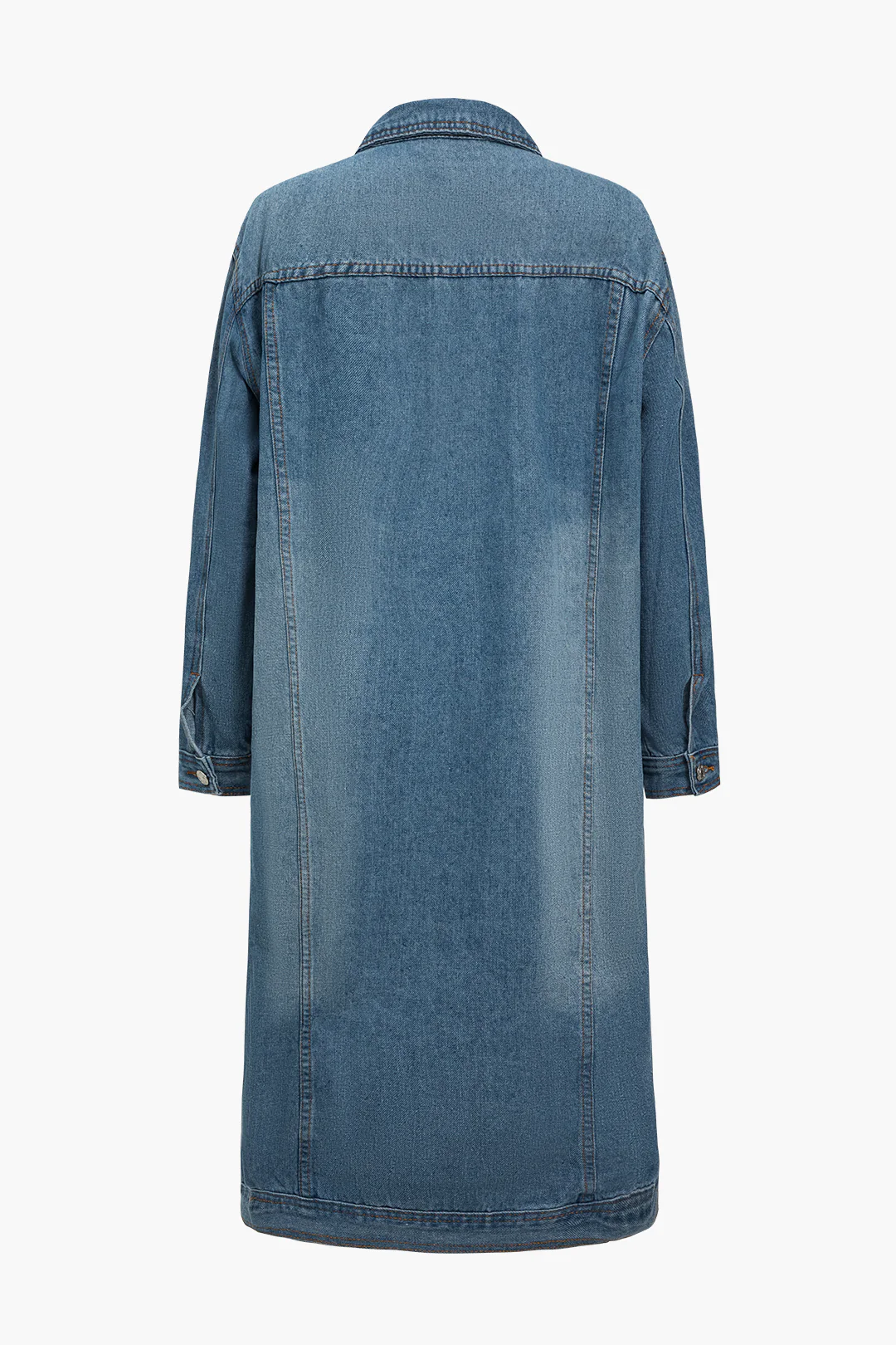 Solid Denim Button Long Sleeve Coat