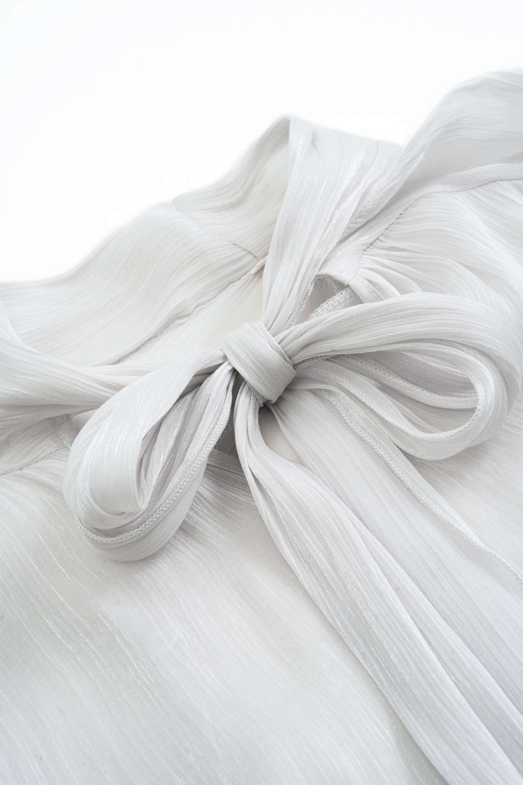 Bow Tie-Up Long-Sleeve Top And Ruched Mini Skirt Set