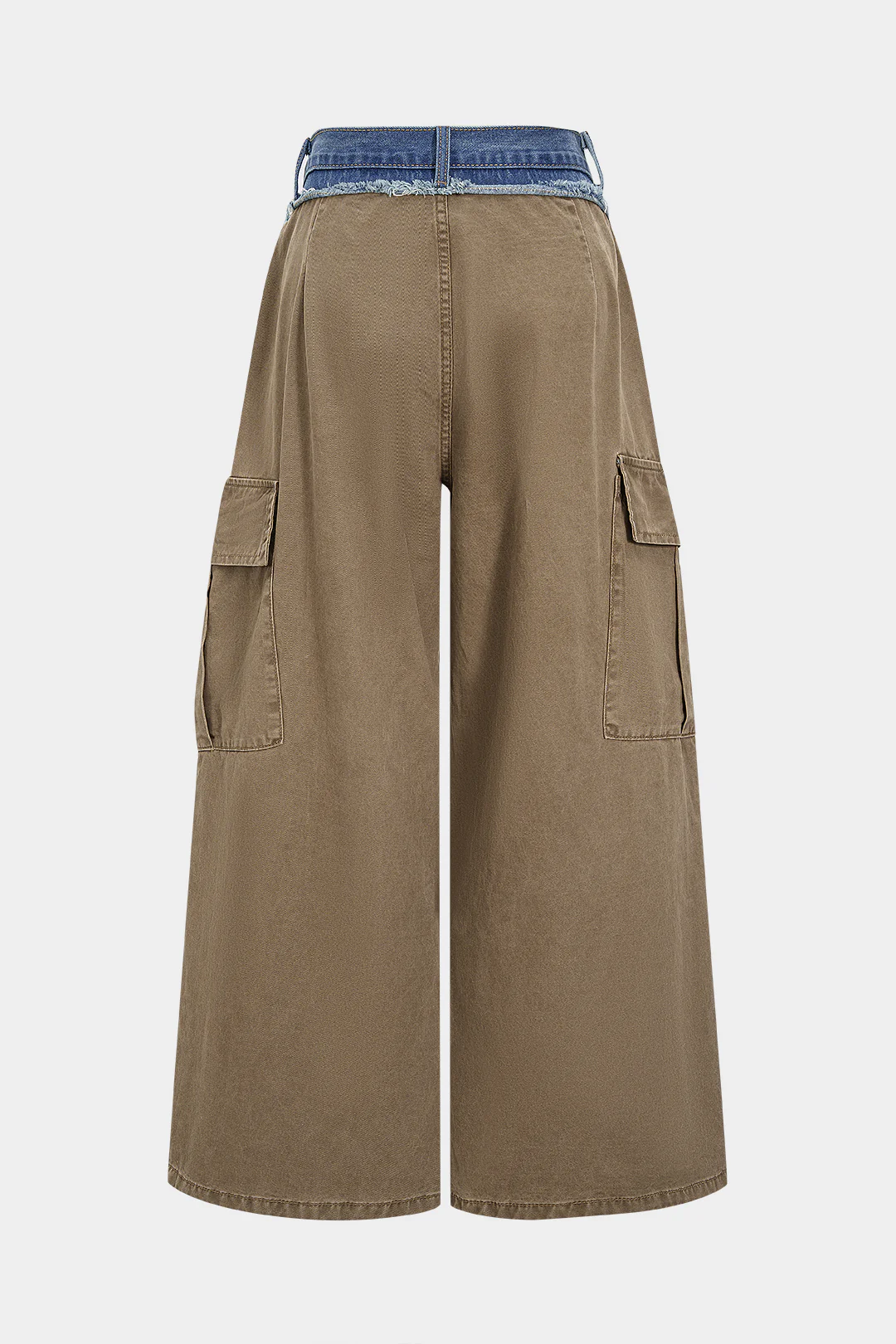 Denim Ruched Pocket Wide Leg Jeans