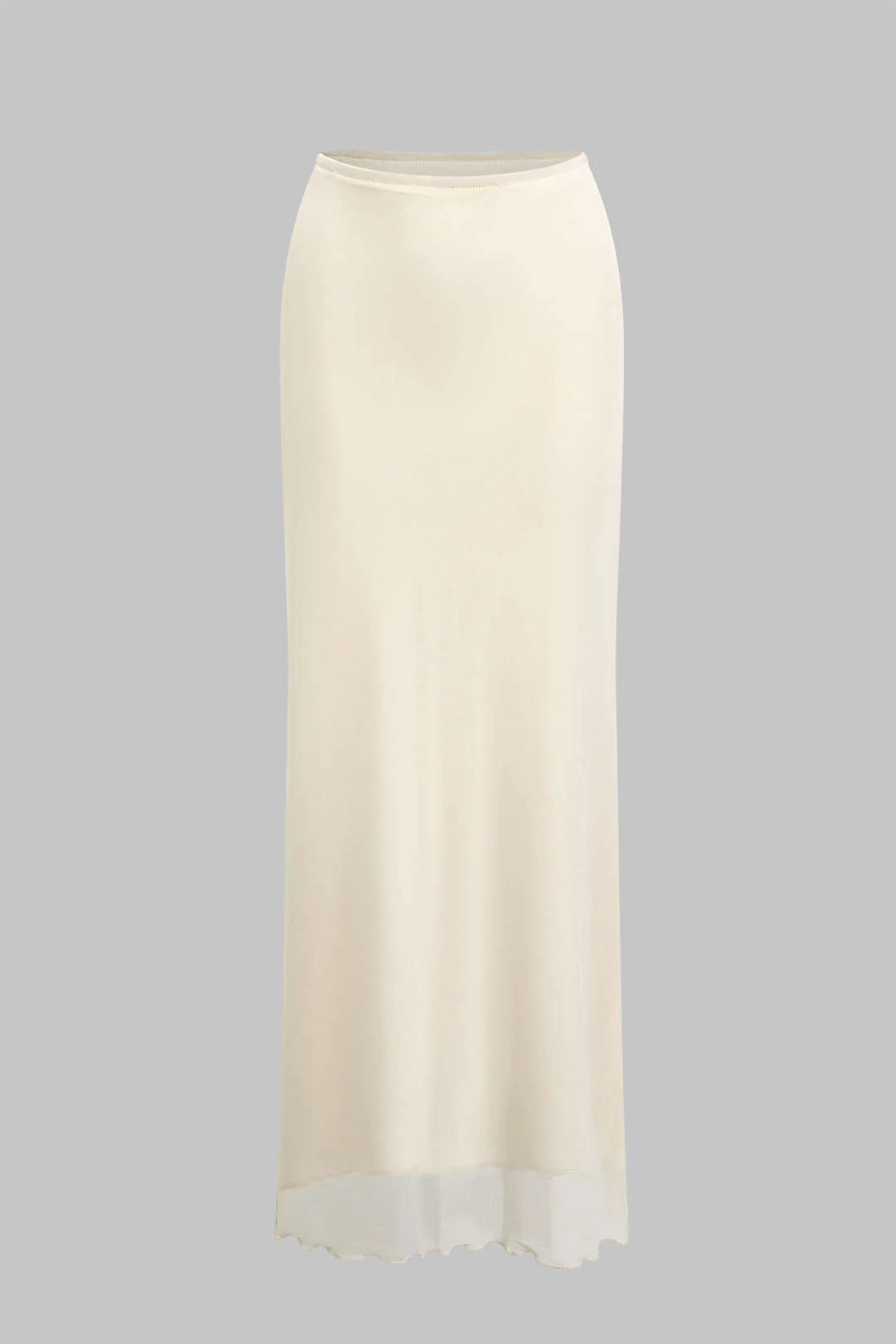 Ruched Sleeveless Double-Layered Mesh Split Strapless Top and Maxi Skirt Ensemble