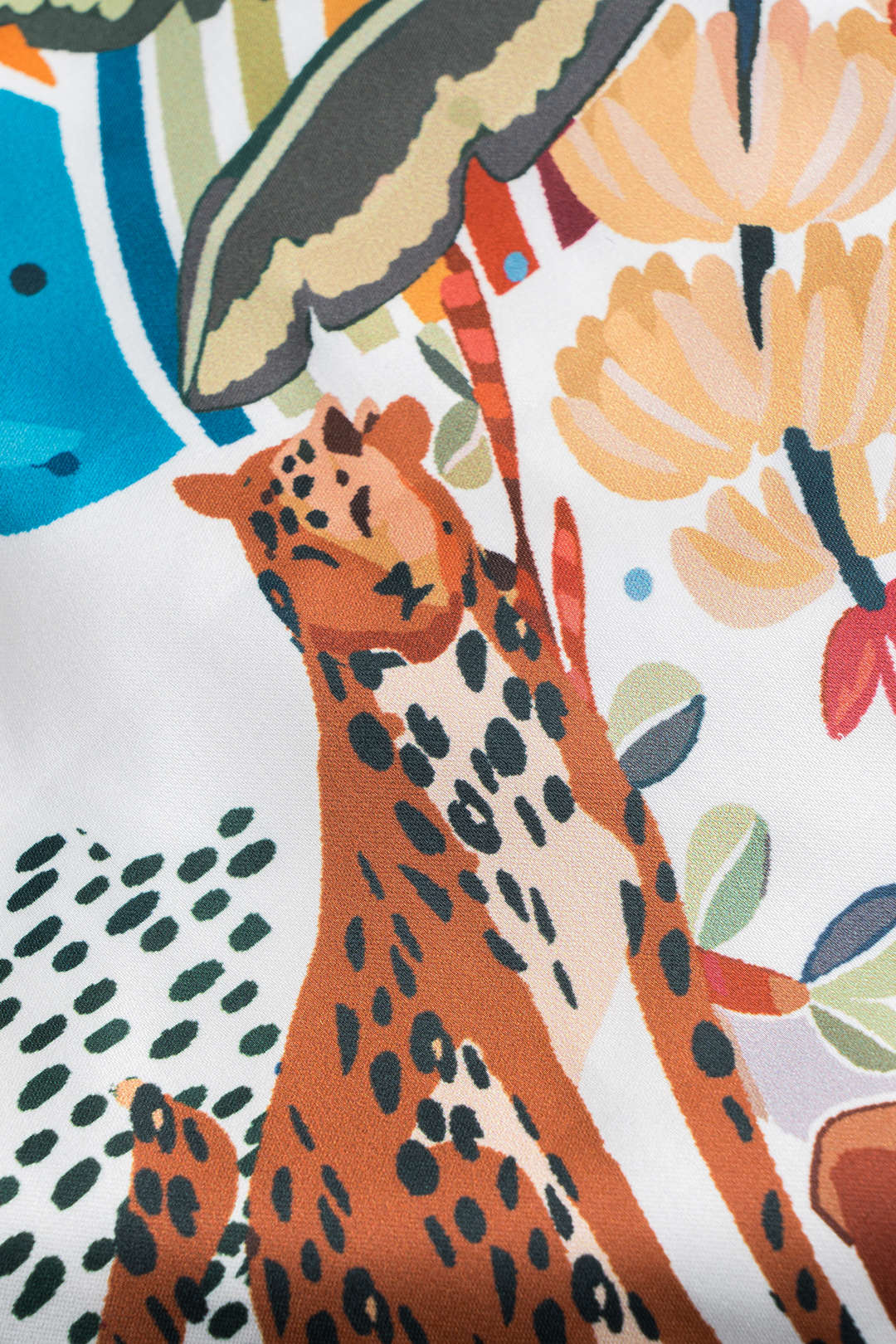 Satin Bohemian Pattern Tie-Front Skirt