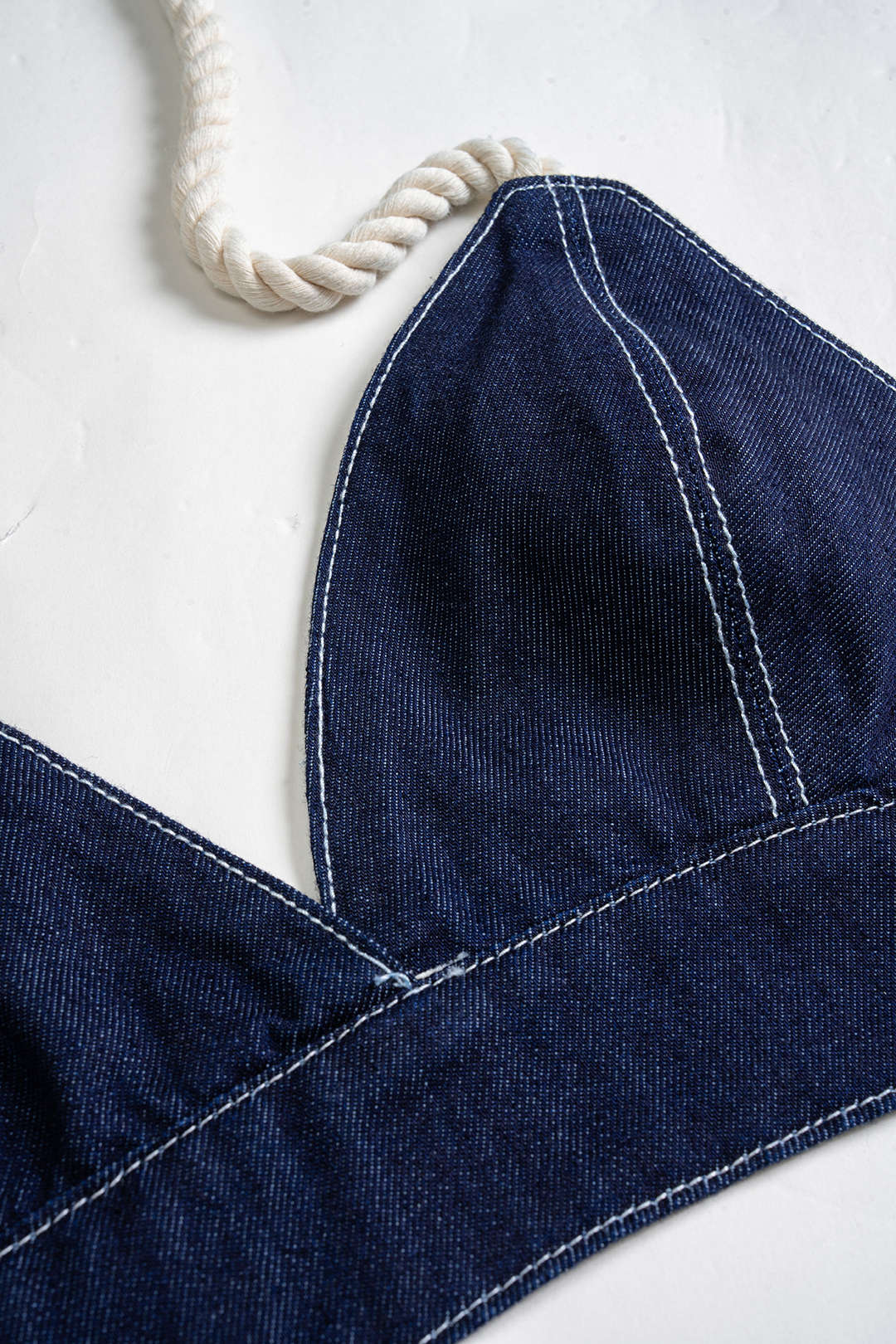 Denim Halter Neck Tie-Up Backless Crop Top