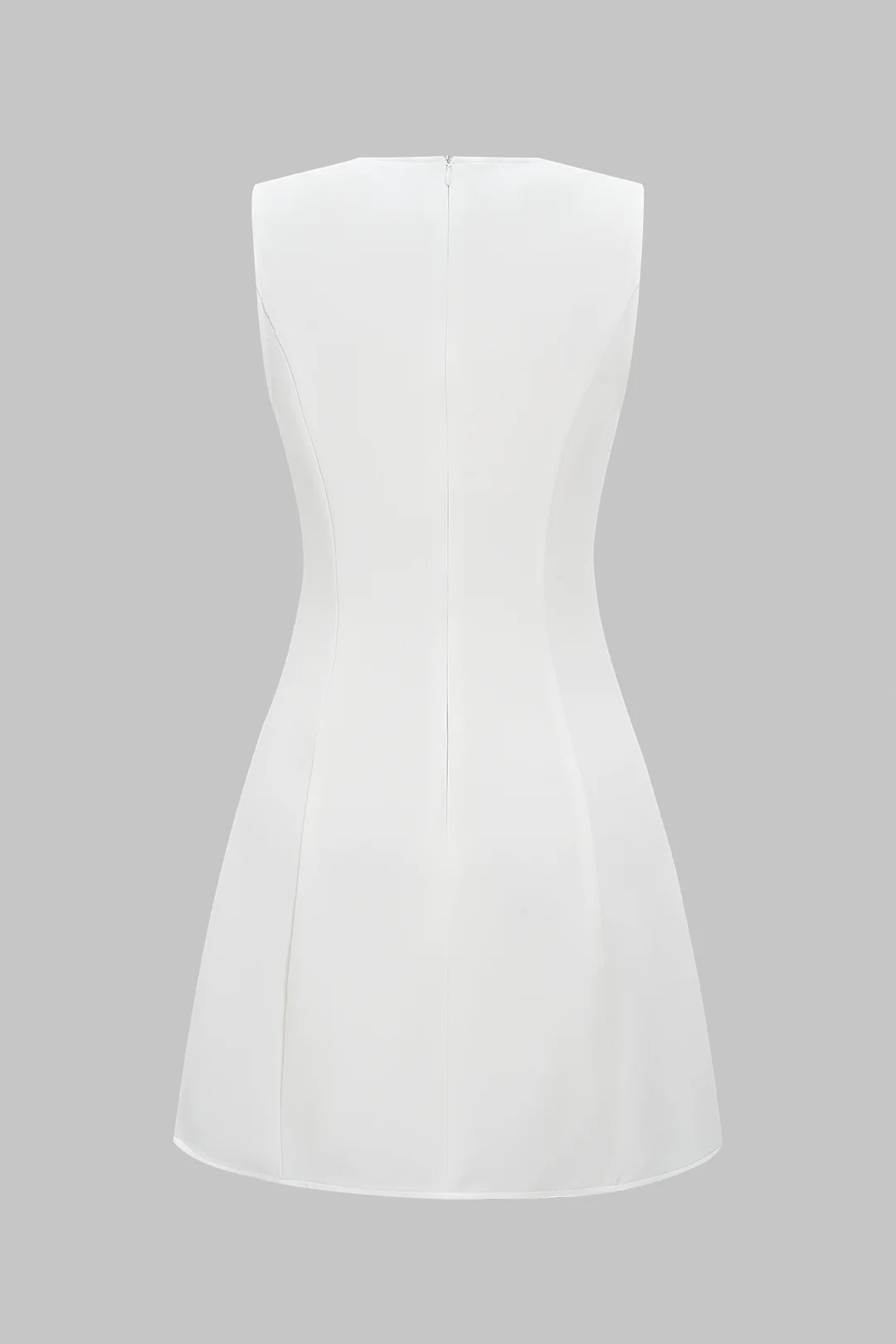 Metallic Button Sleeveless Zipper Mini Dress