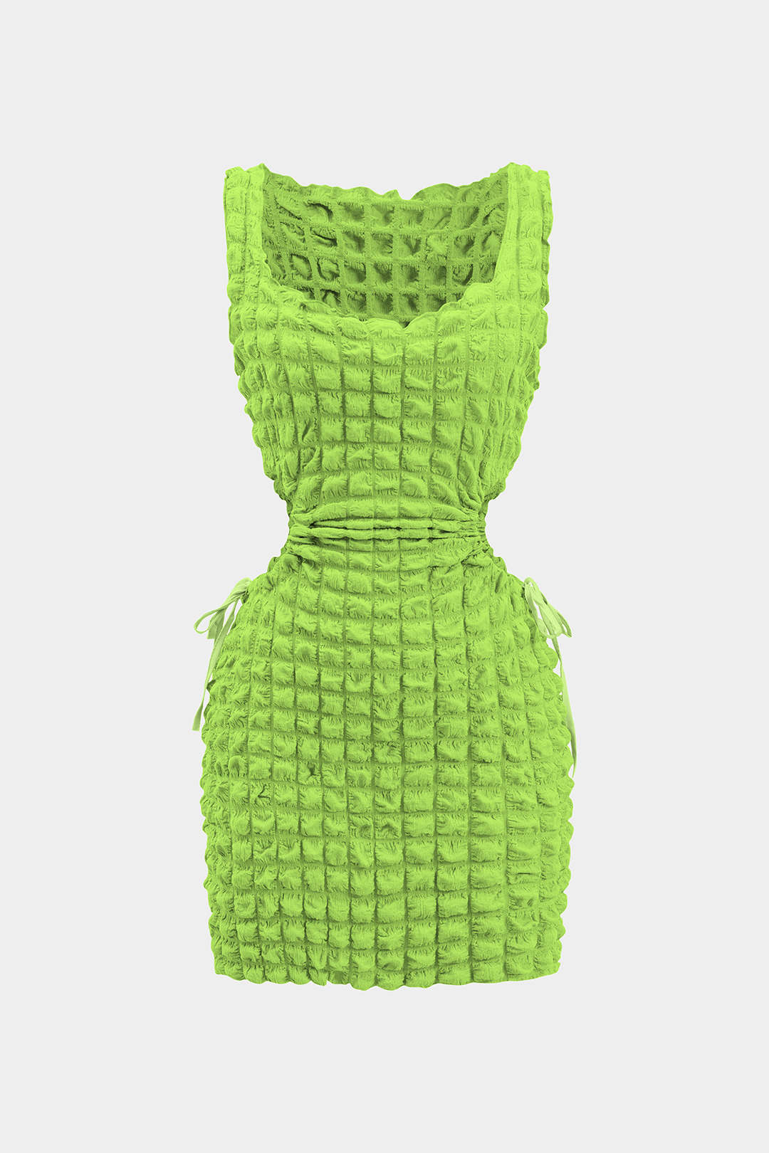 Cut-Out Waist Drawstring Sleeveless Mini Dress