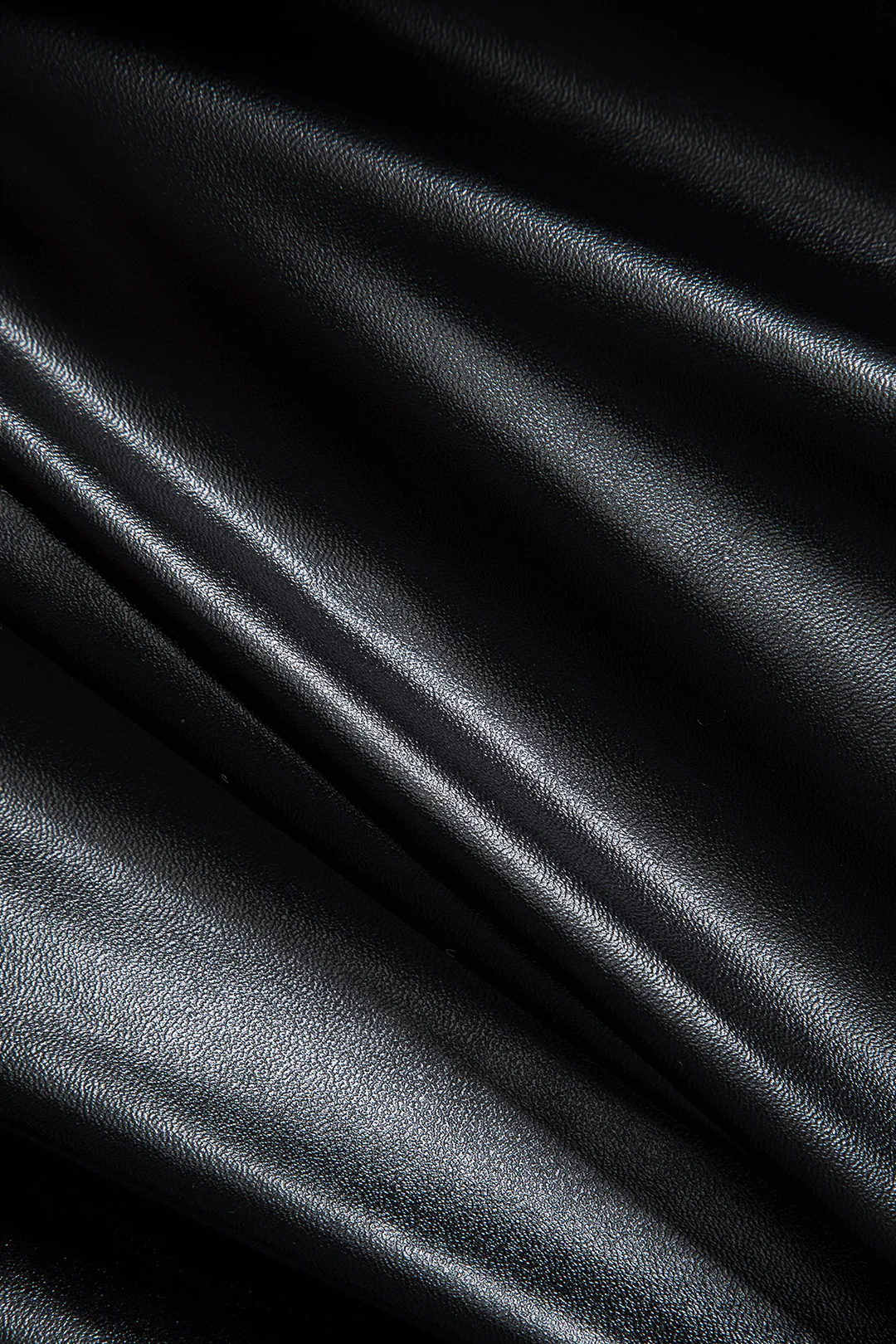 Solid Asymmetrical Faux Leather Patchwork Pocket Long Sleeve Top