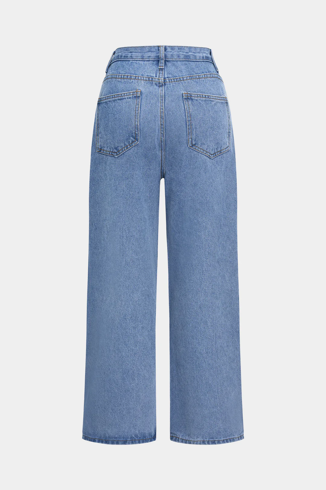 Asymmetrical Straight Leg High Waist Denim Jeans