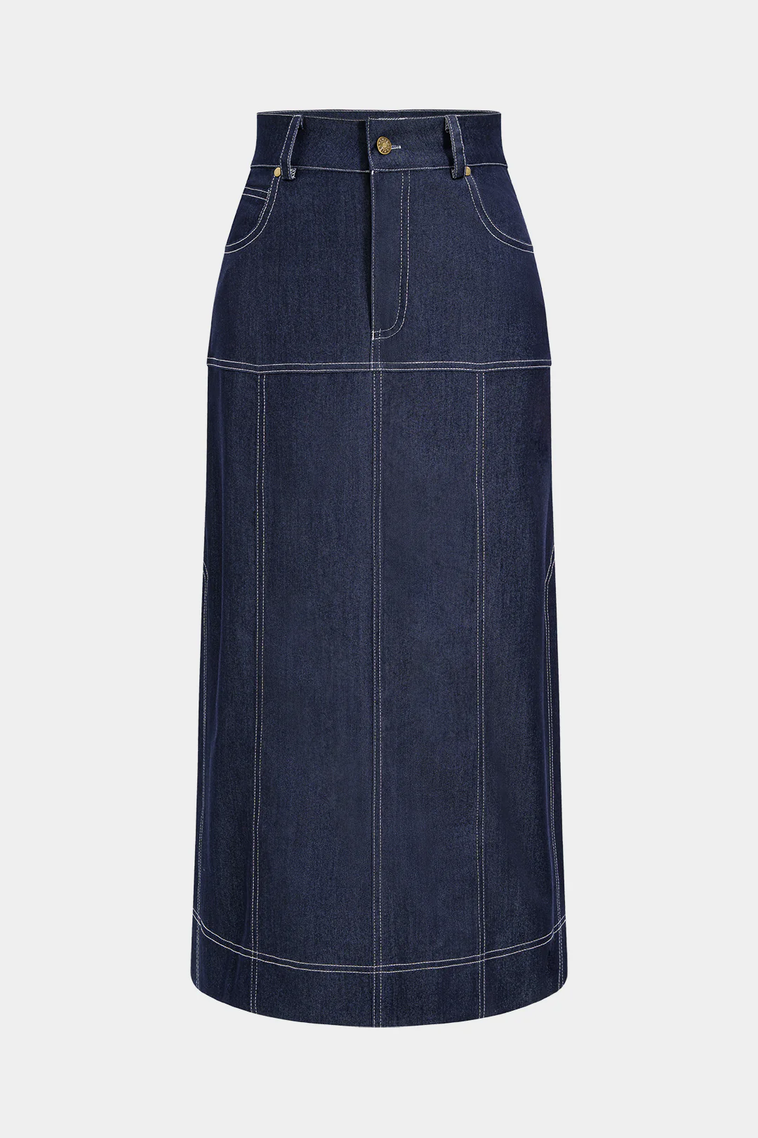 Denim Skirt with Zipper Seam Detail