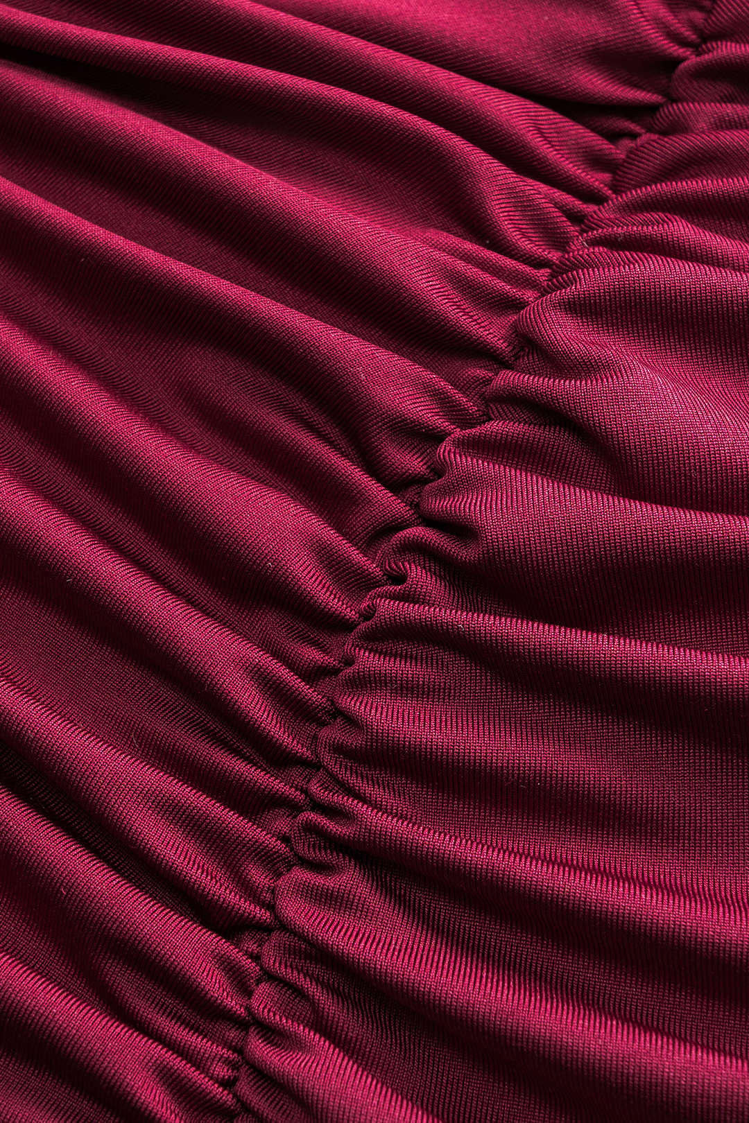 Ruched Asymmetrical Neck Long Sleeve Slit Maxi Dress