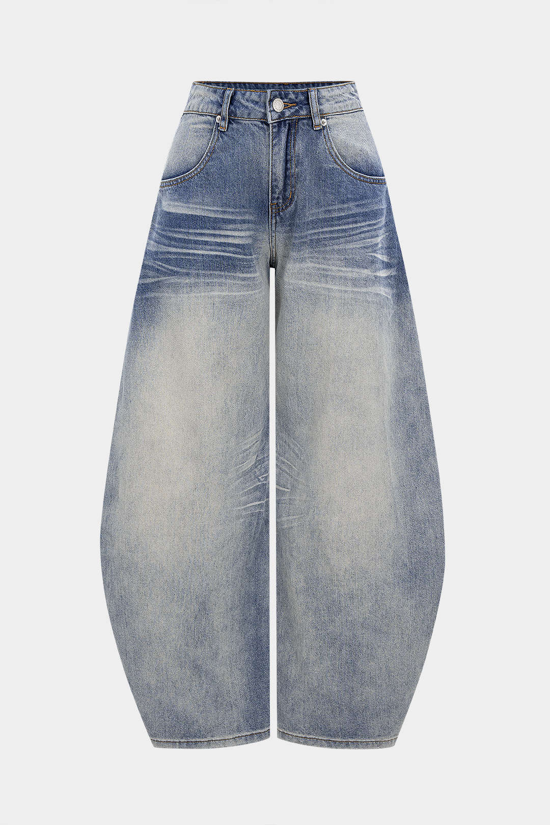 Washed Wide Leg Barrel Denim Jeans