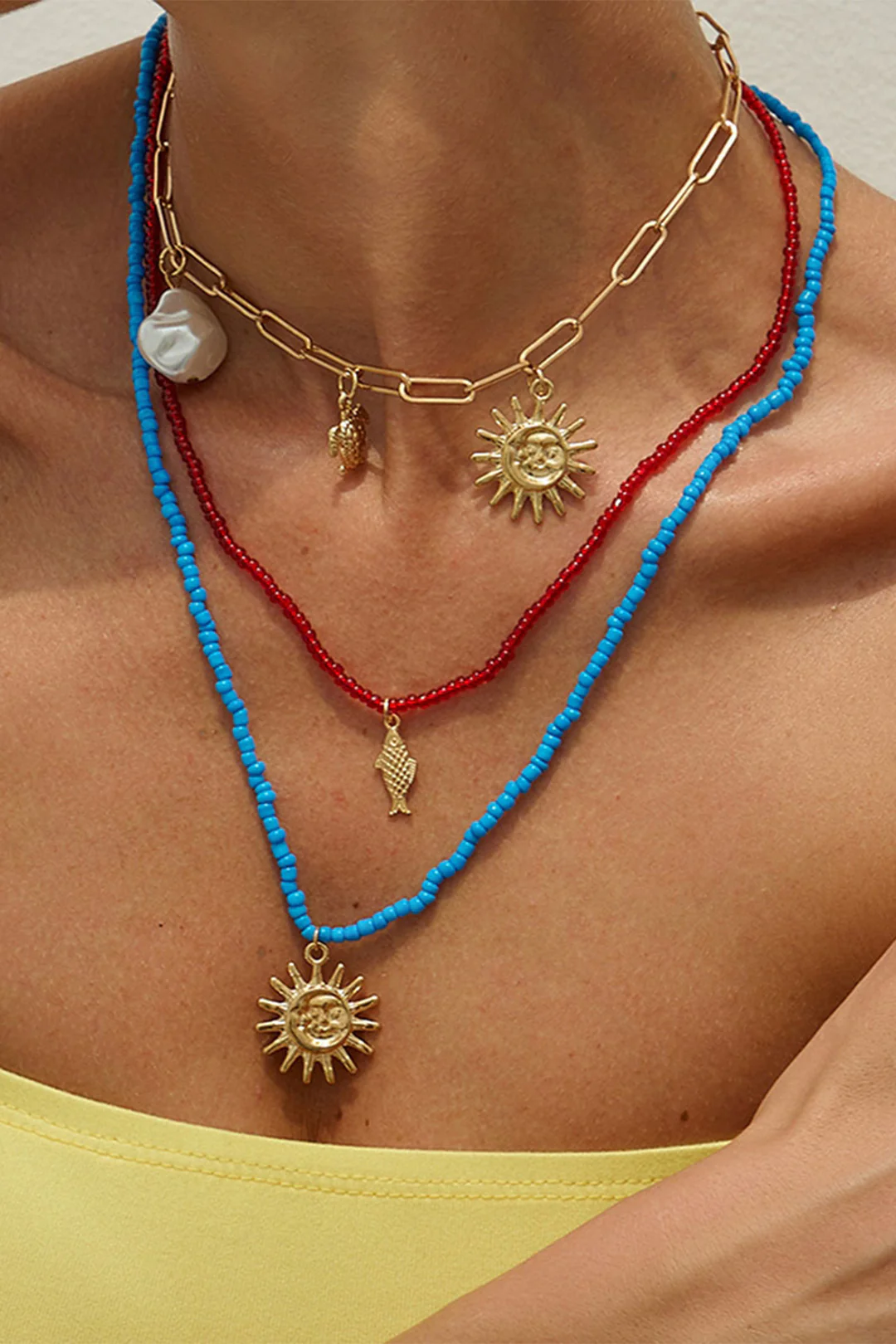 Metal Starfish Fish Tail Seashell Necklace