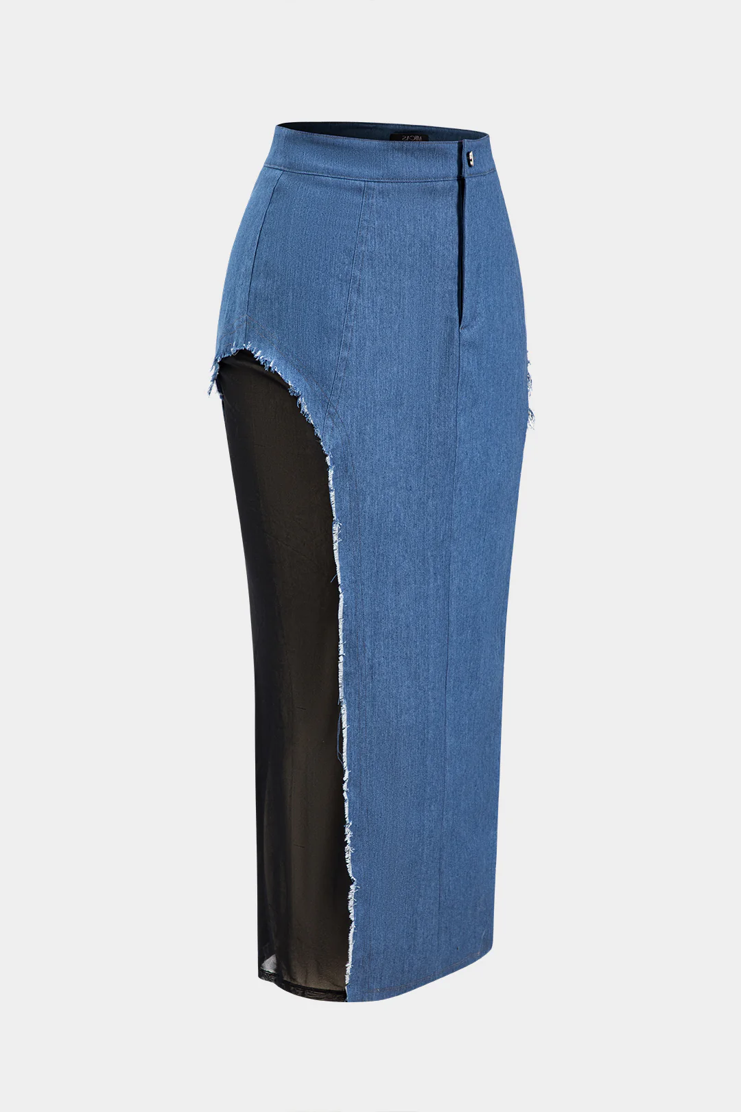 Denim Contrast Mesh Patchwork Skirt