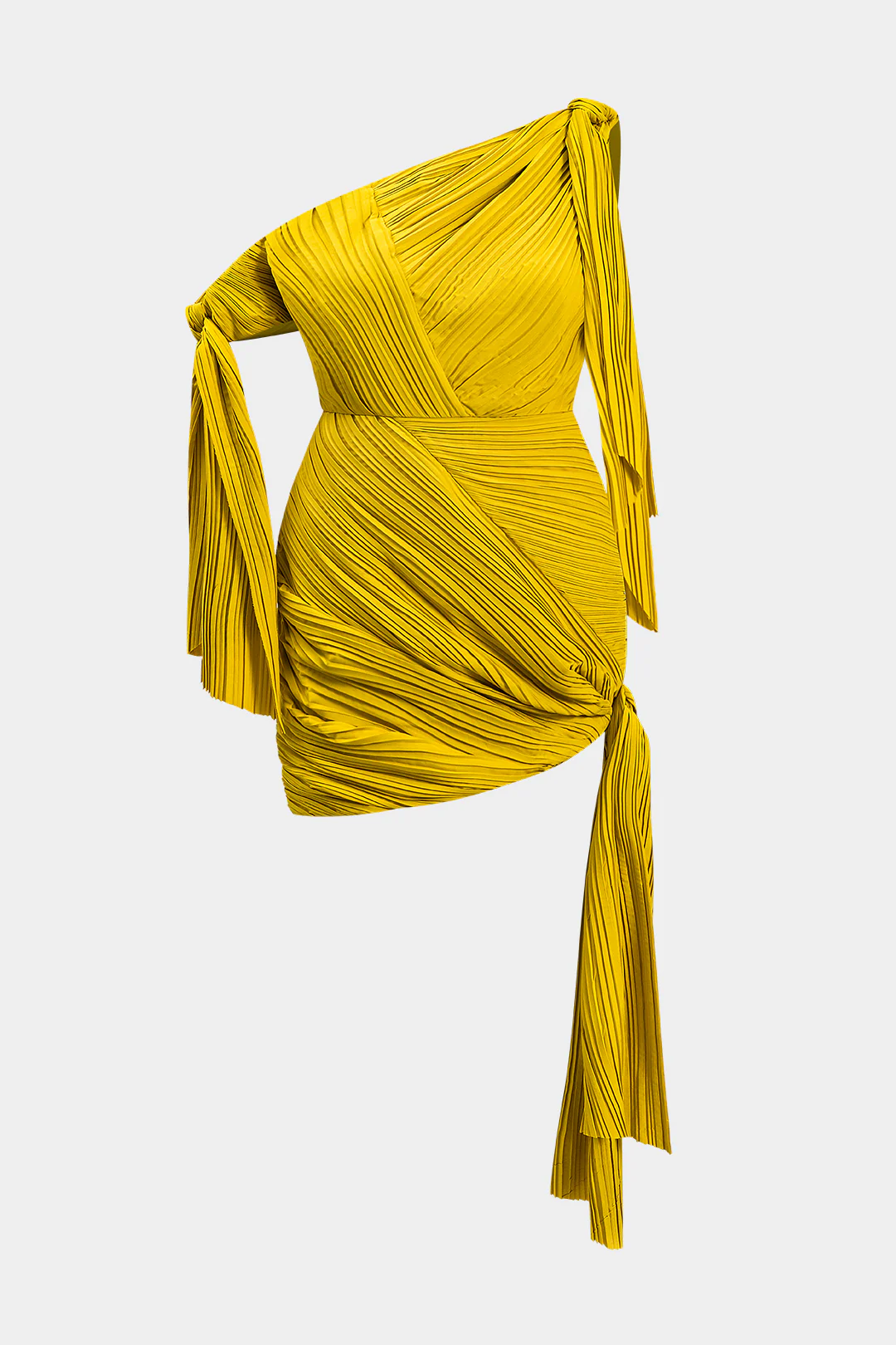 Plus Size Tie-Front Pleated Asymmetrical Sleeveless Mini Dress