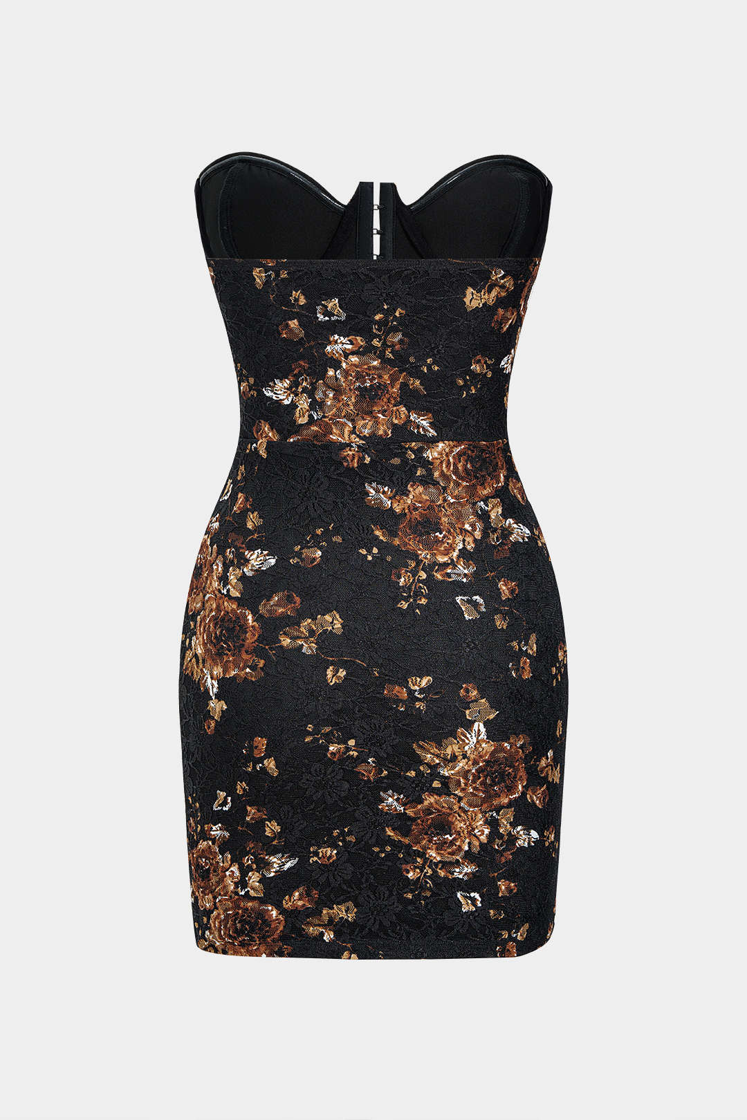 Floral Print Lace Patchwork Strapless Sleeveless Short Dress