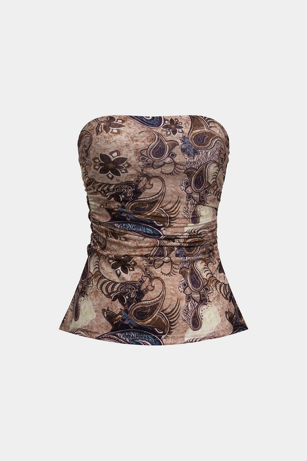 Abstract Print Ruched Tube Top