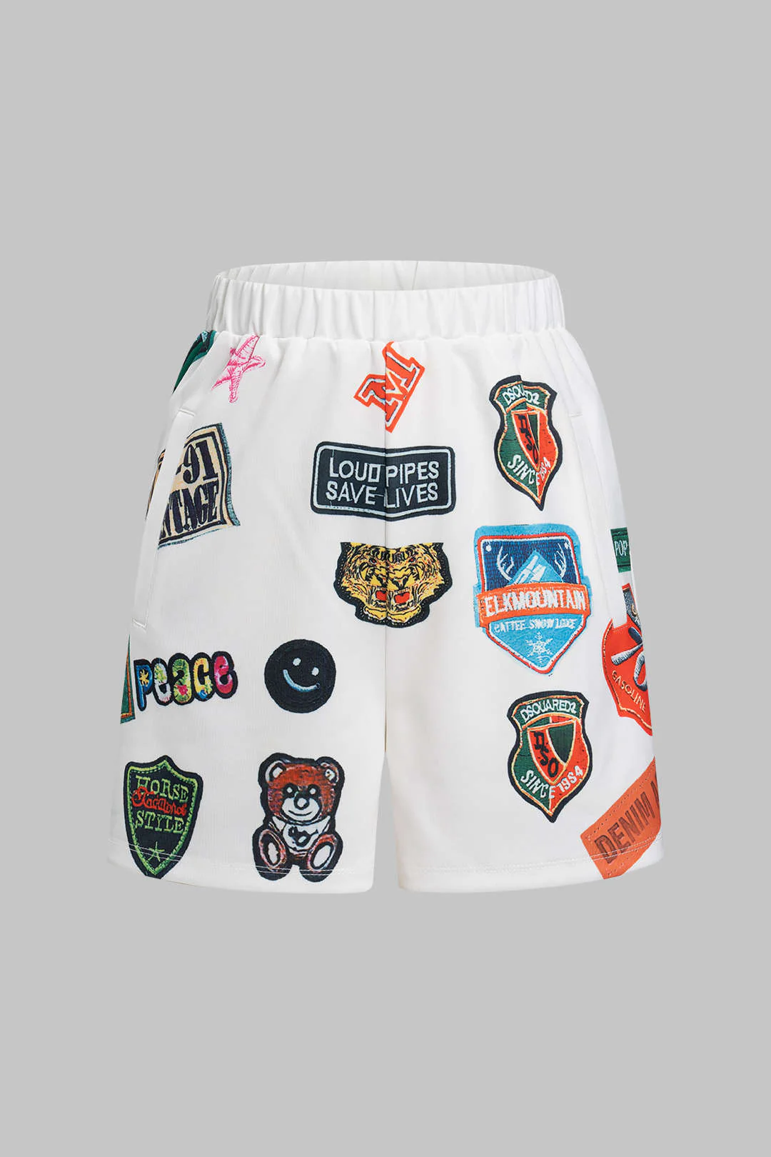 Vintage Print Tube Top and High-Waisted Shorts Set