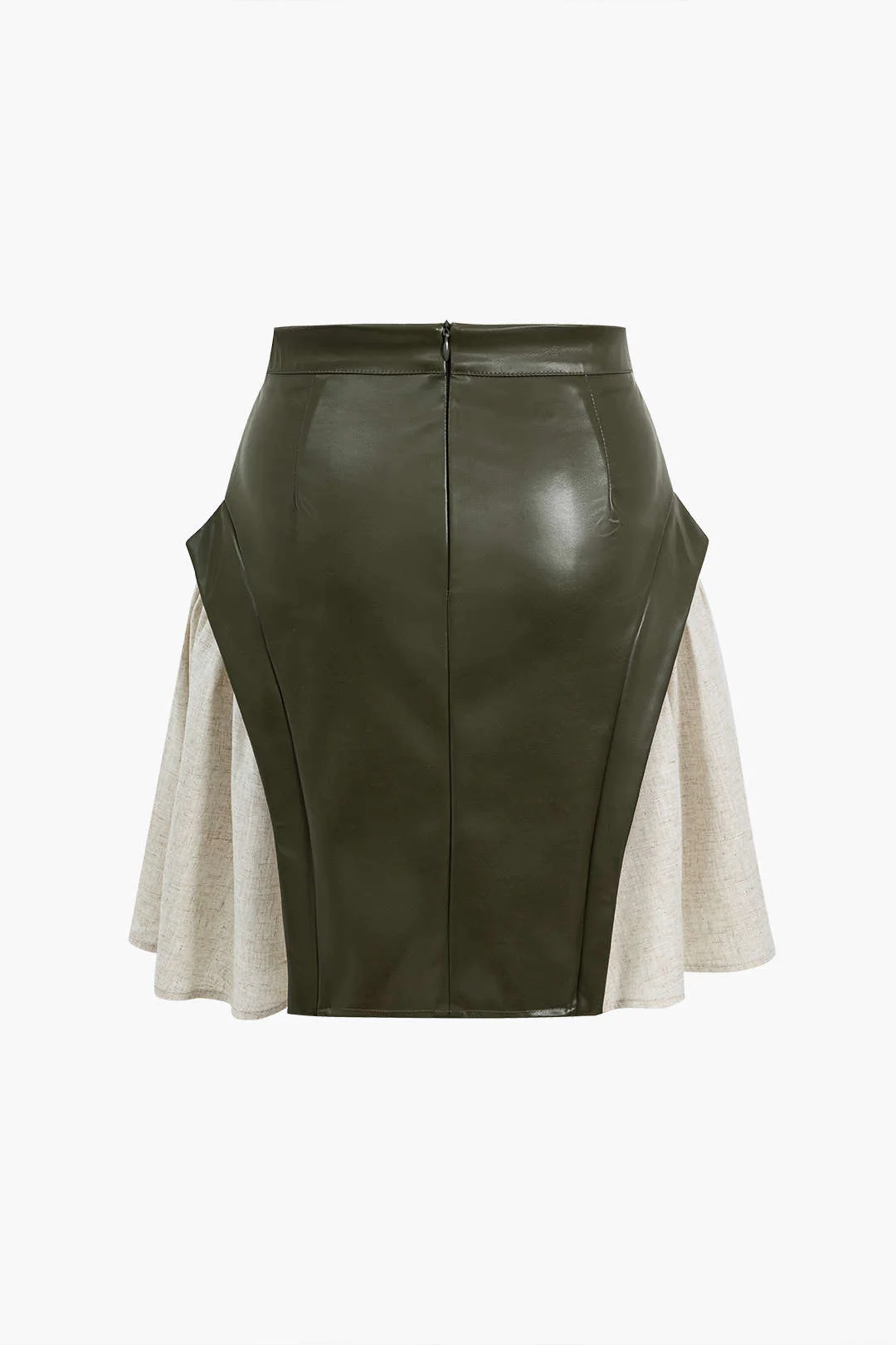 Color Block Patchwork Ruched Zip Skirt