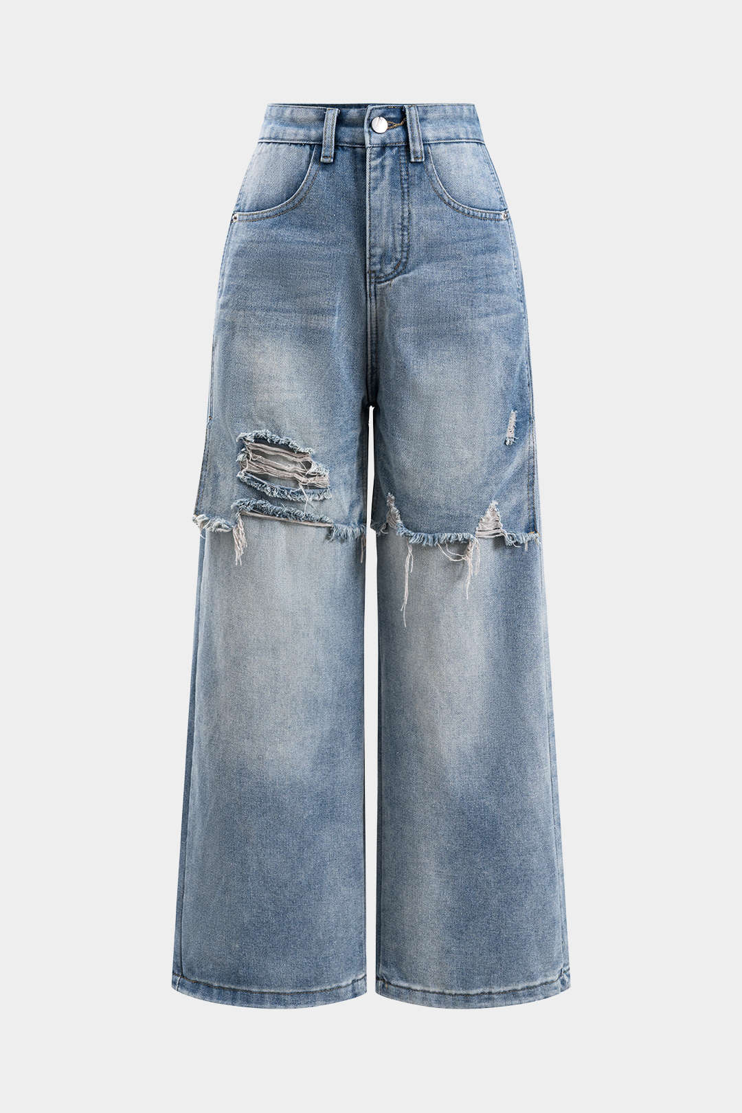 Patchwork Straight Leg Denim Jeans