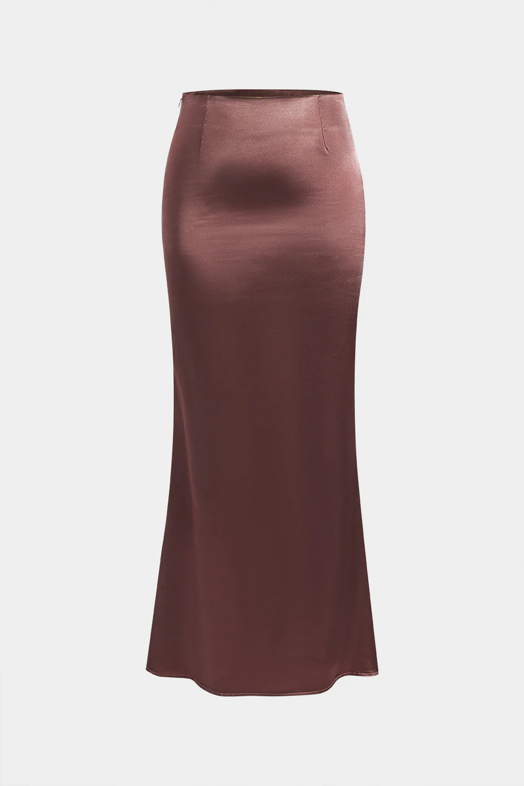Solid Satin Zippered Skirt