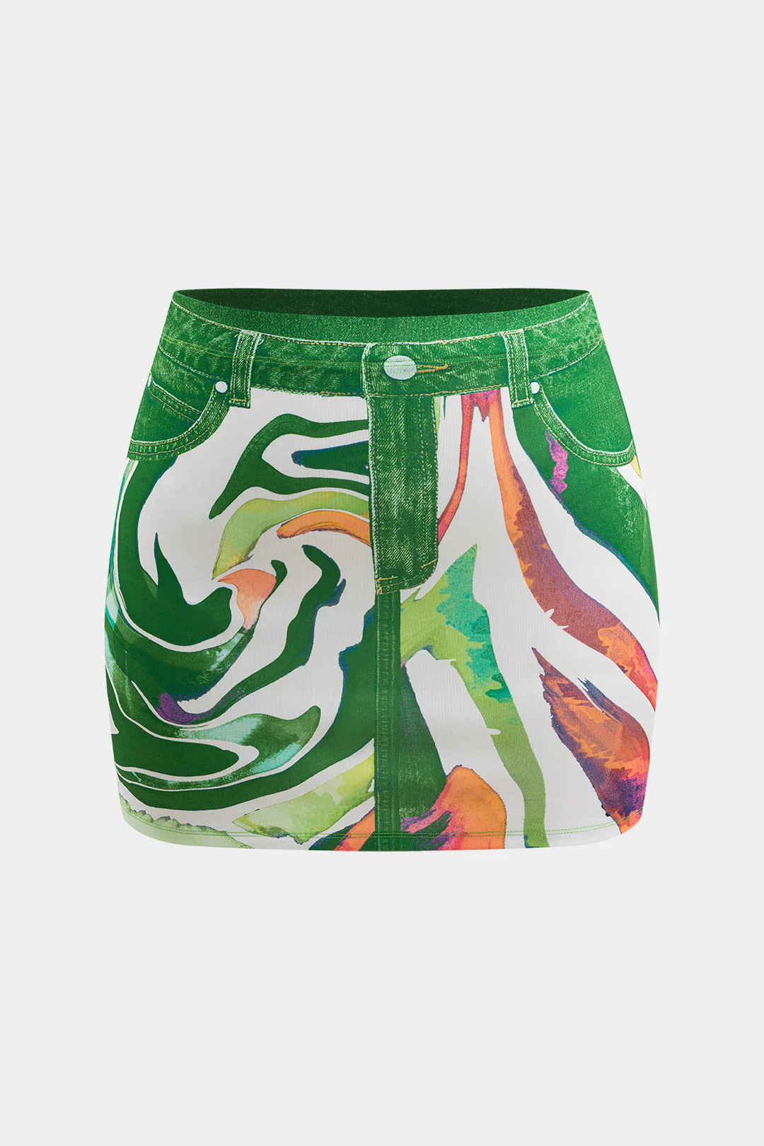 Plus Size Abstract Letter Print Button Pocket Long Sleeve Shirt And Skirt Set