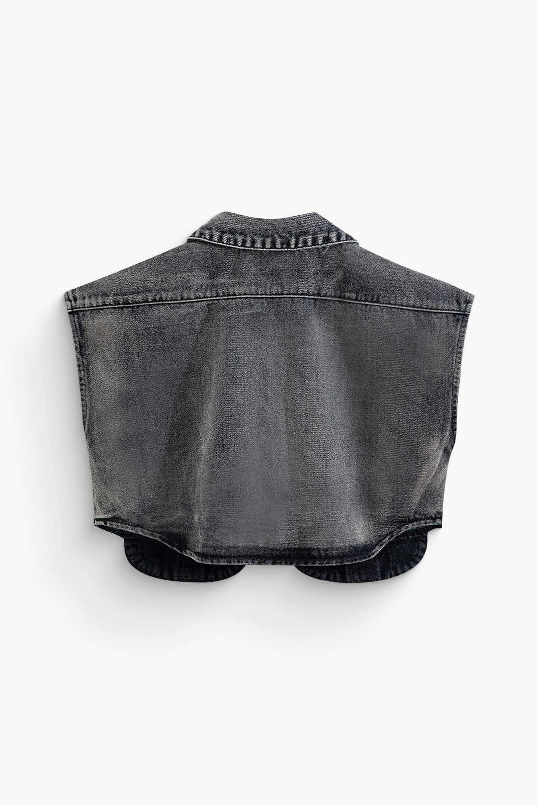 Asymmetric Button-up Flap Pocket Cropped Denim Vest