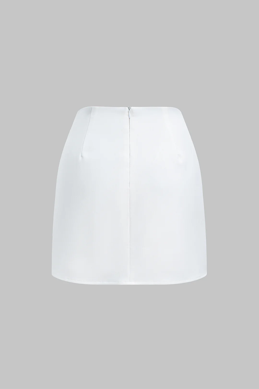 High-Waisted Metallic Buckle Zipper Skirt