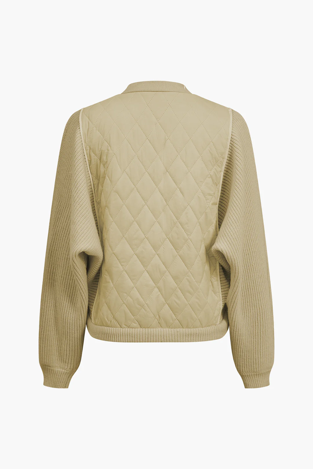 Knit Patchwork Zipper Cardigan