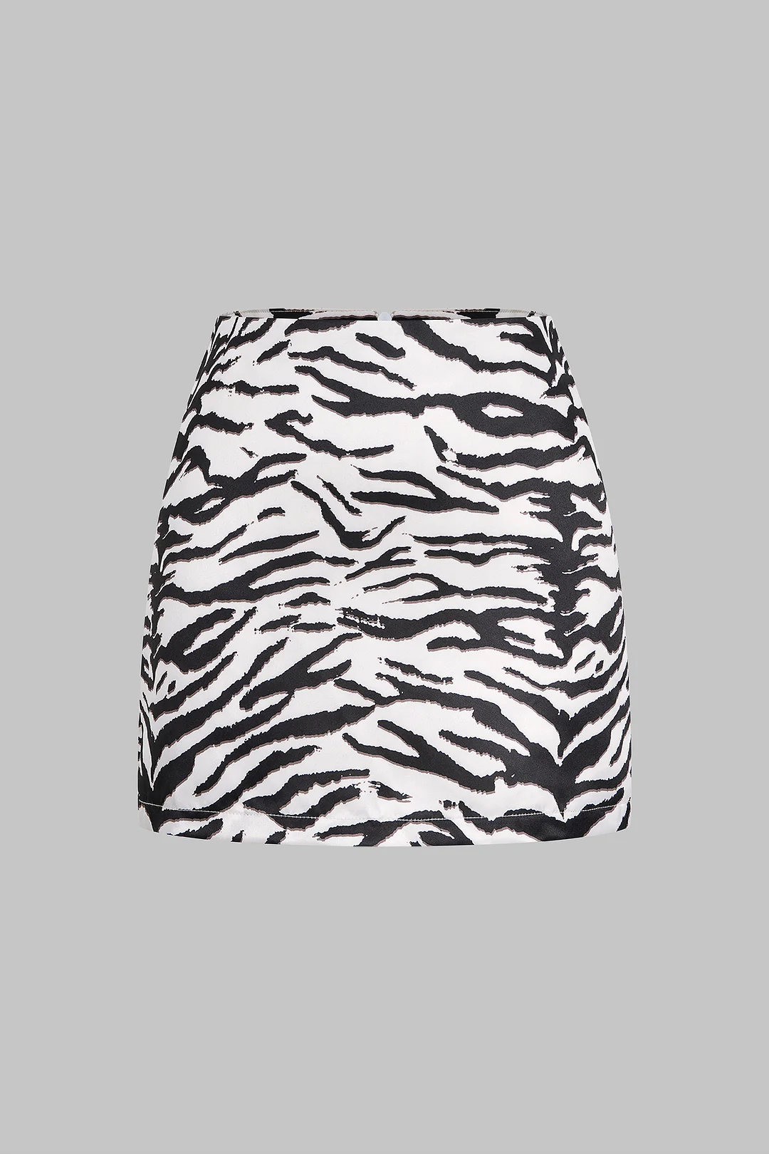 Zebra Stripe Print Zipper Mini Skirt