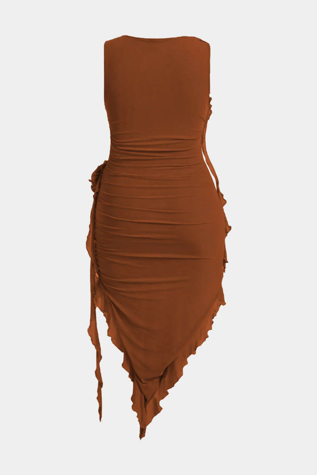 Plus Size Mesh 3D Floral Round Neck Asymmetrical Mid-length Dress