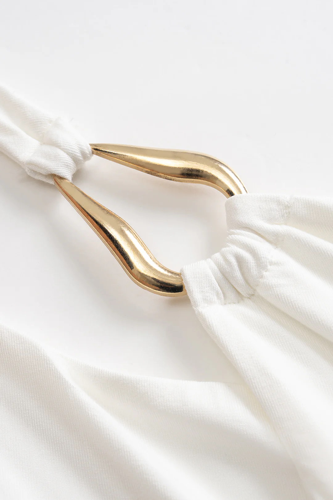 Metallic Decorated Backless Cowl Neck Halter Tank Top