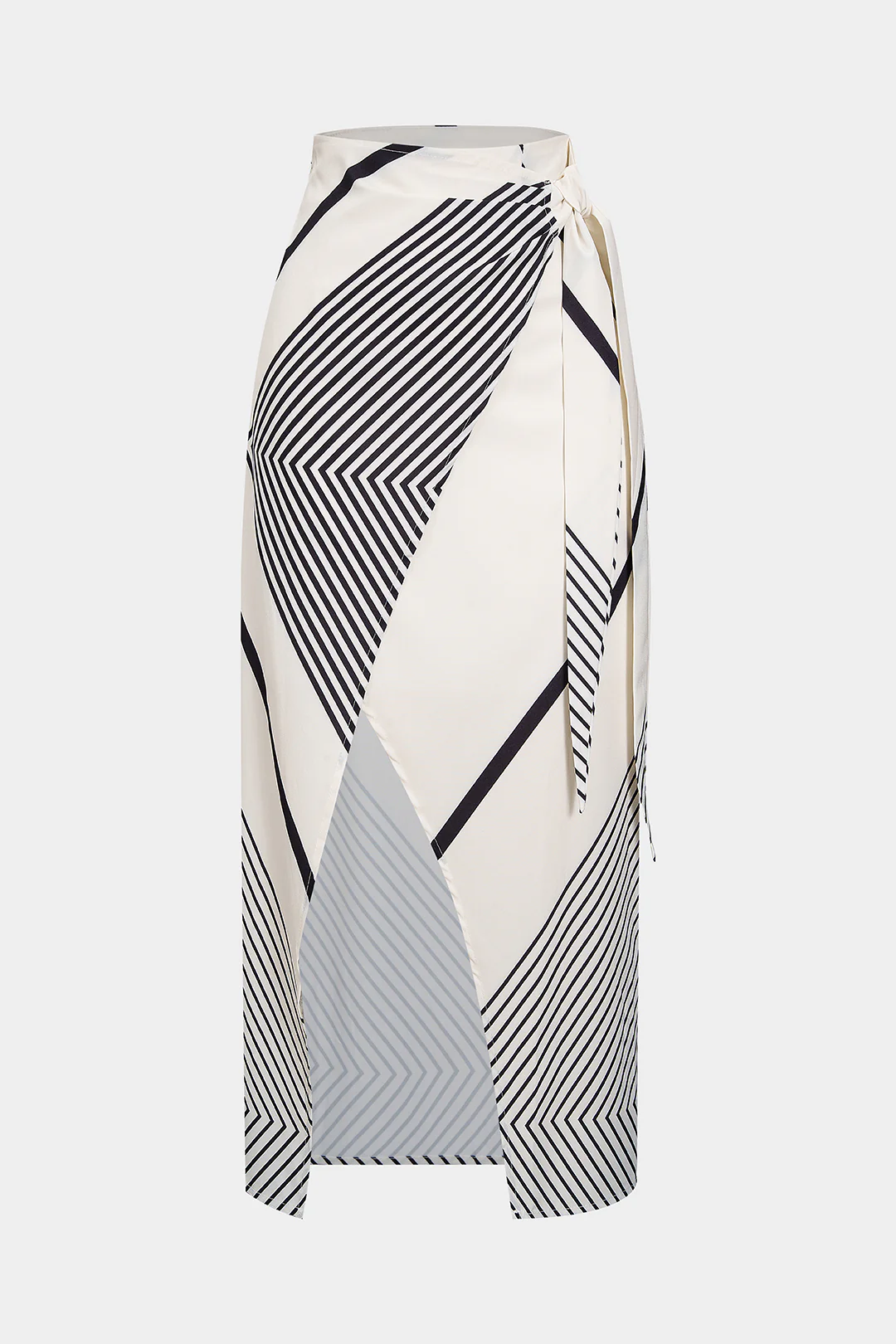 Striped Contrast Print Knotted Skirt