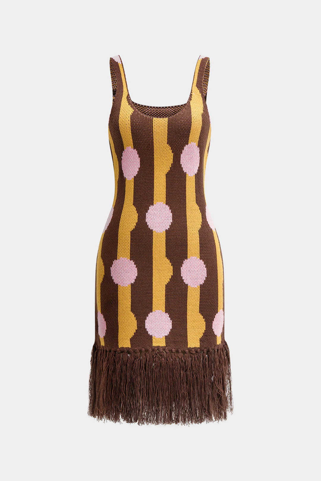 Knit Slip Fringe Trim Sleeveless Dress