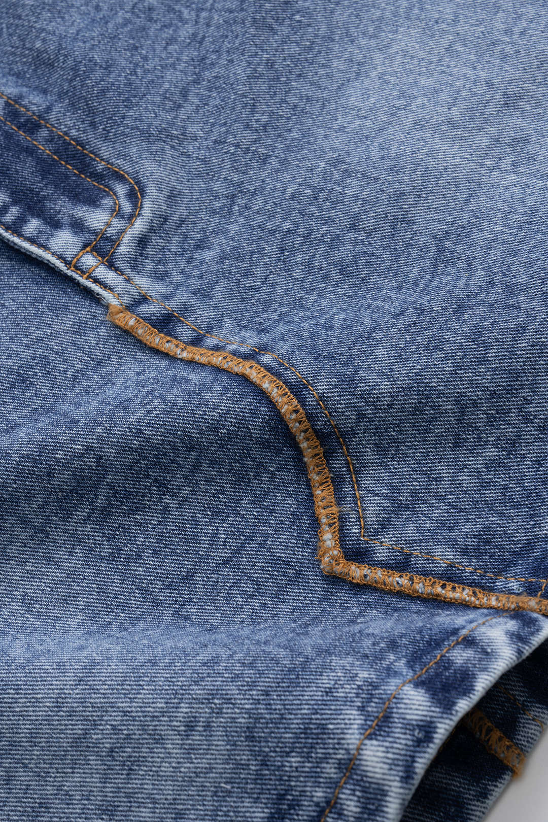 Denim Contrast Whipstitching Pocket Skirt