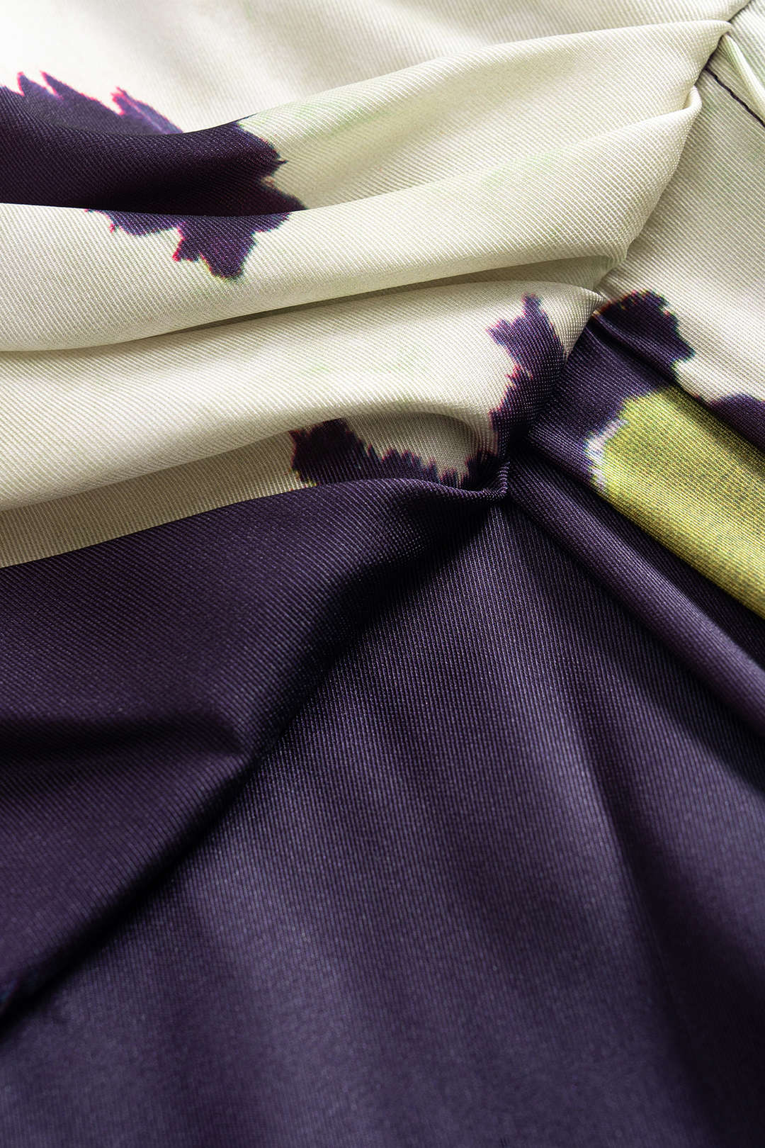 Abstract Print Satin Ruched Sleeveless Maxi Dress