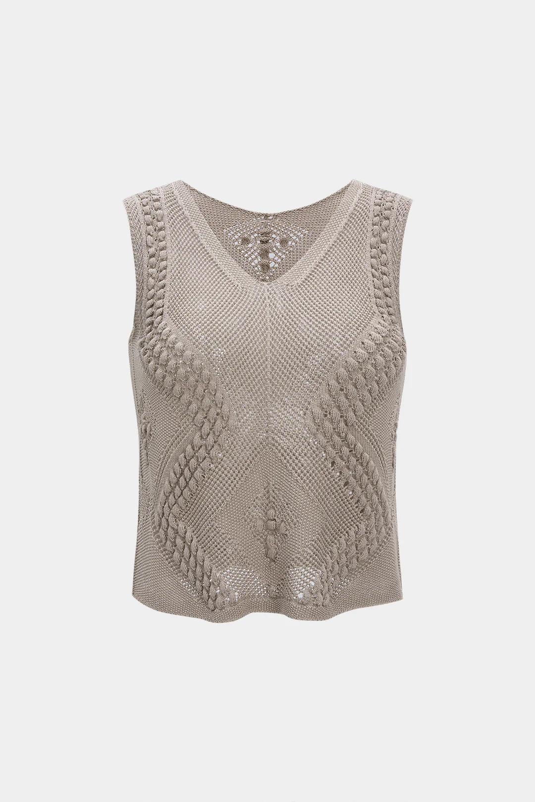 Knit V-Neck Hollow-Out Tank Top