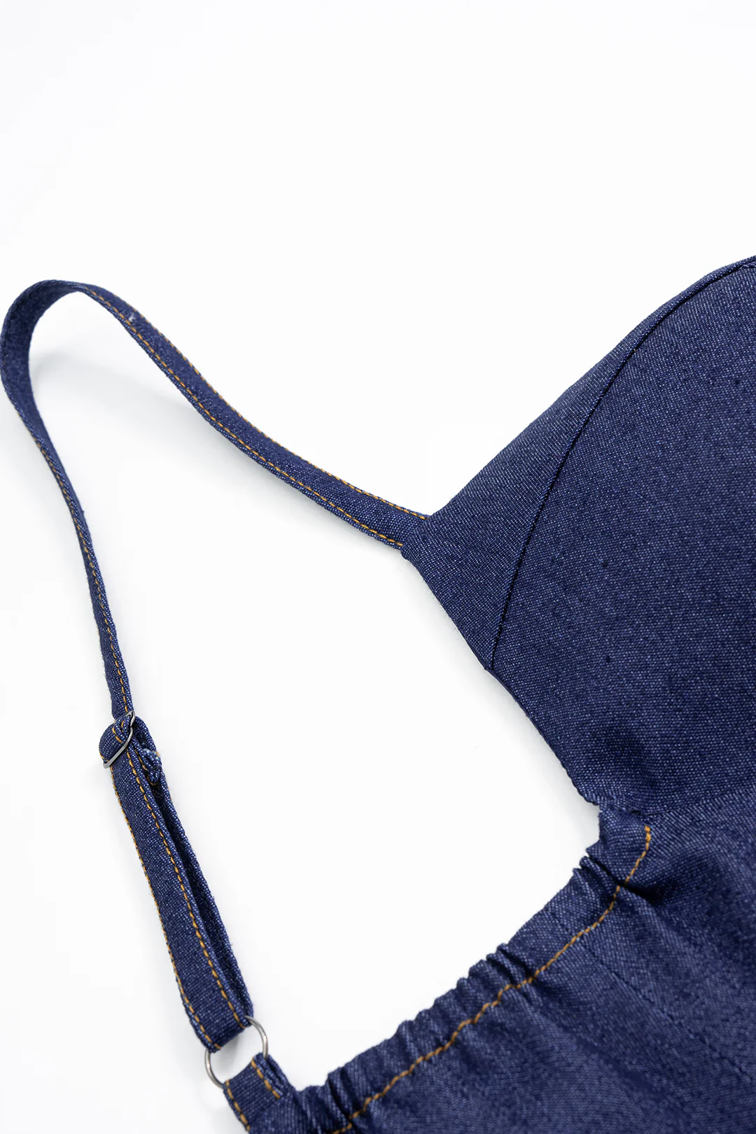 Denim Asymmetrical Ruched Bustier Belted Zipper Long Dress