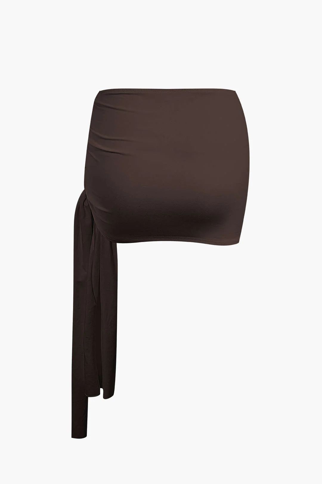 Asymmetrical Ruched Crop Top and Tie Mini Skirt Set