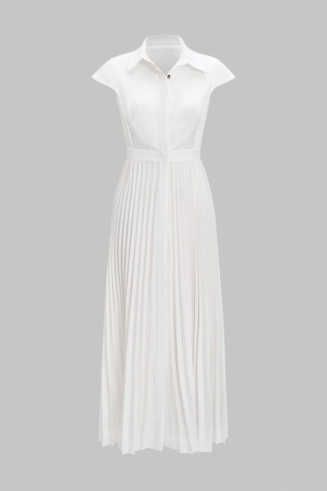 Pleated Short-Sleeved Maxi Dress