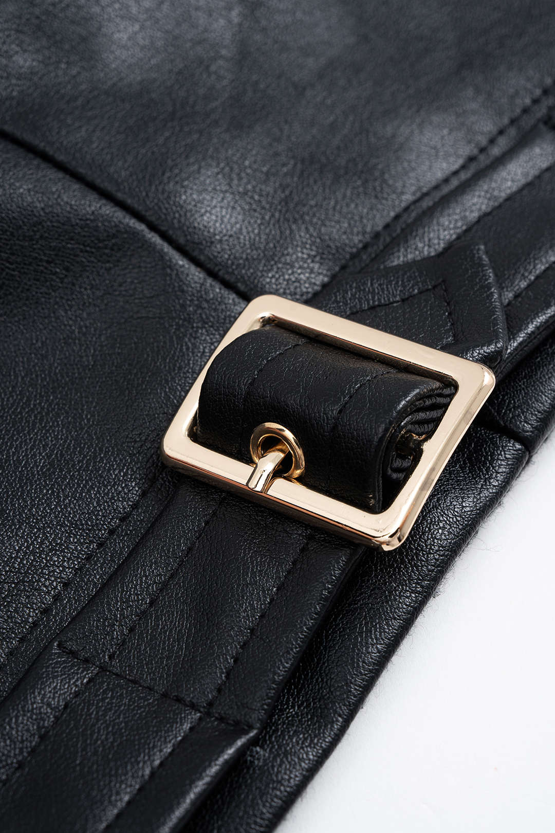 Faux Leather Metallic Buckle Camisole Top