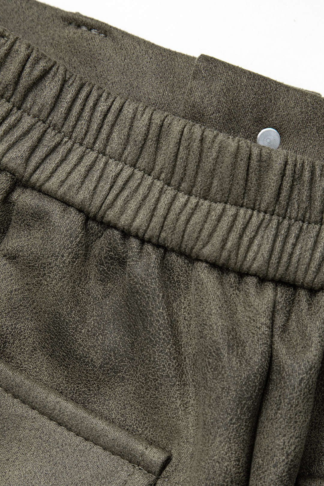 Faux Suede Multi-Pocket Straight-Leg Cargo Trousers