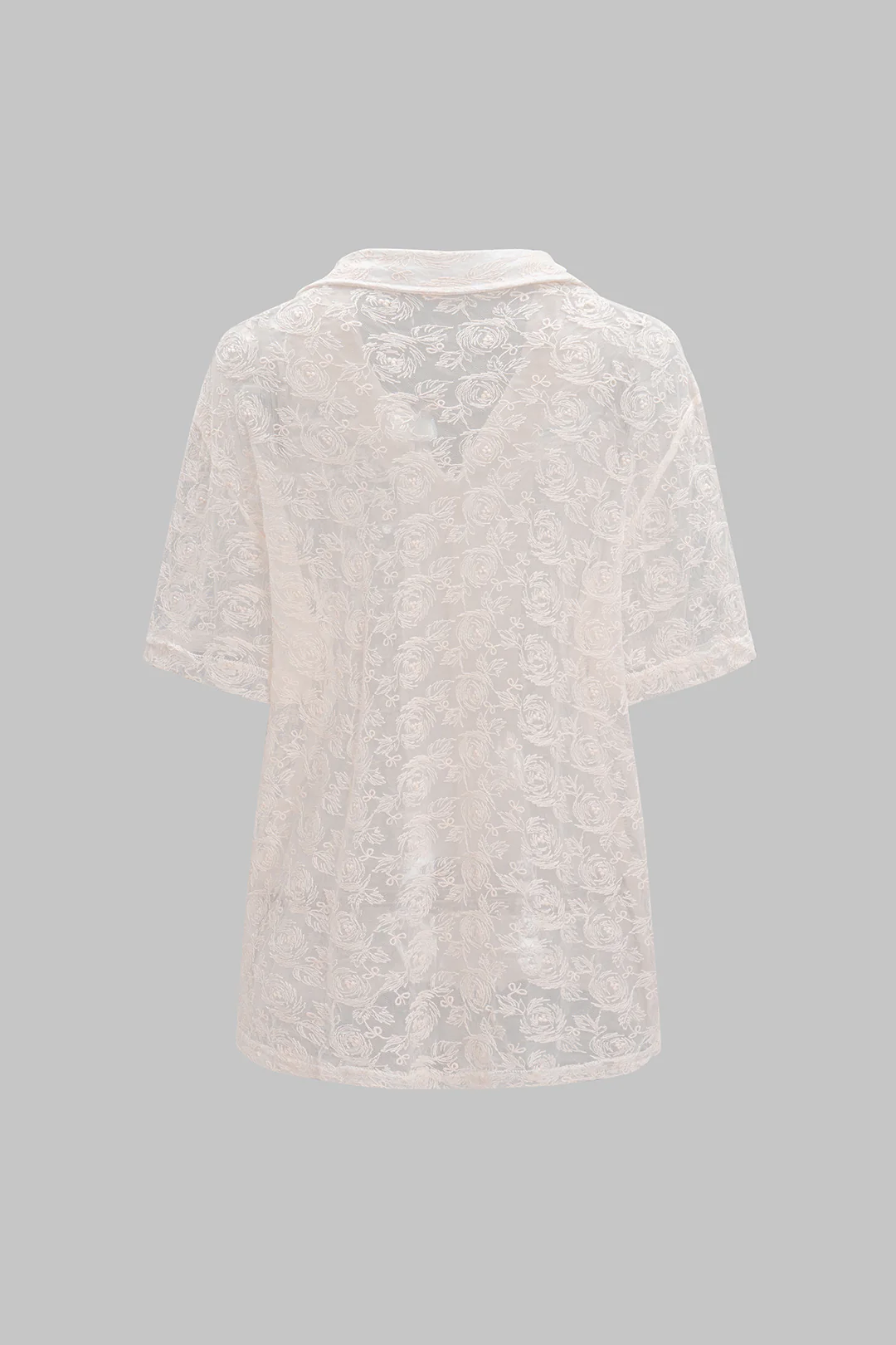 Cut-Out Sheer Lace Short-Sleeve Top