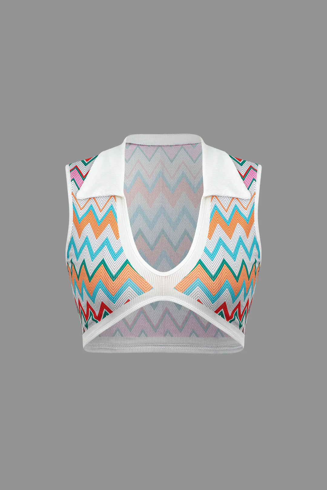 Contrasting V-neck Cropped Knit Tank Top and Split Maxi Skirt Set