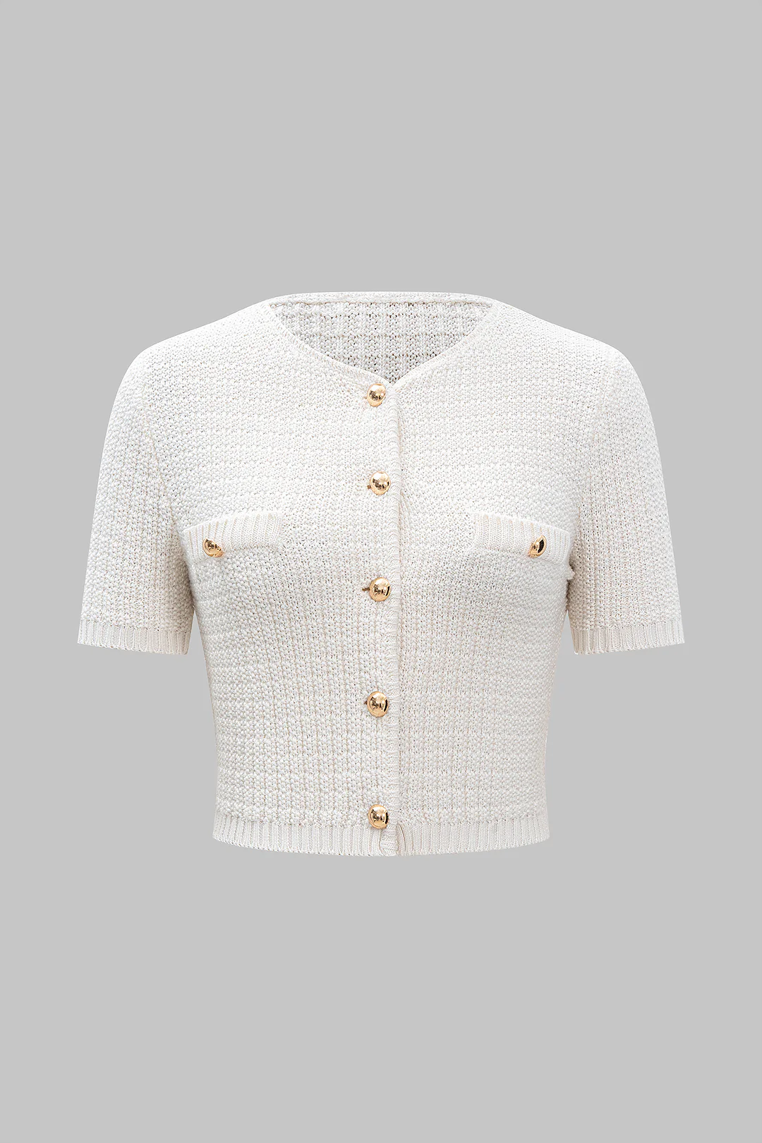 Knit Button Short-Sleeve Top