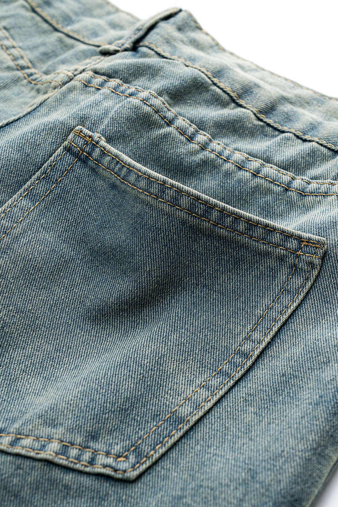 Patchwork Mesh Button Pocket Cut Out Wide Leg Denim Jeans