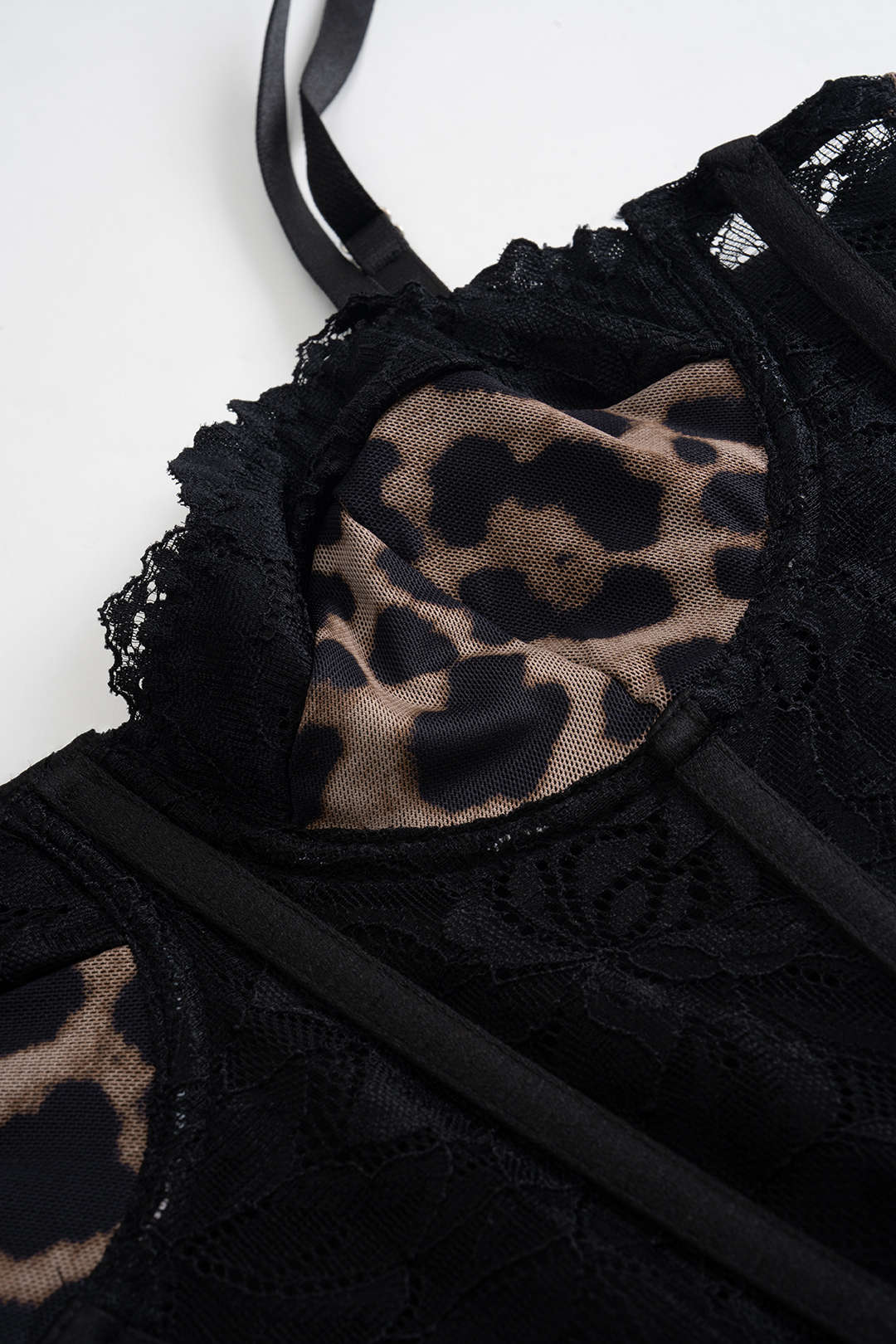 Leopard Print Bustier Lace Slip Sleeveless Maxi Dress