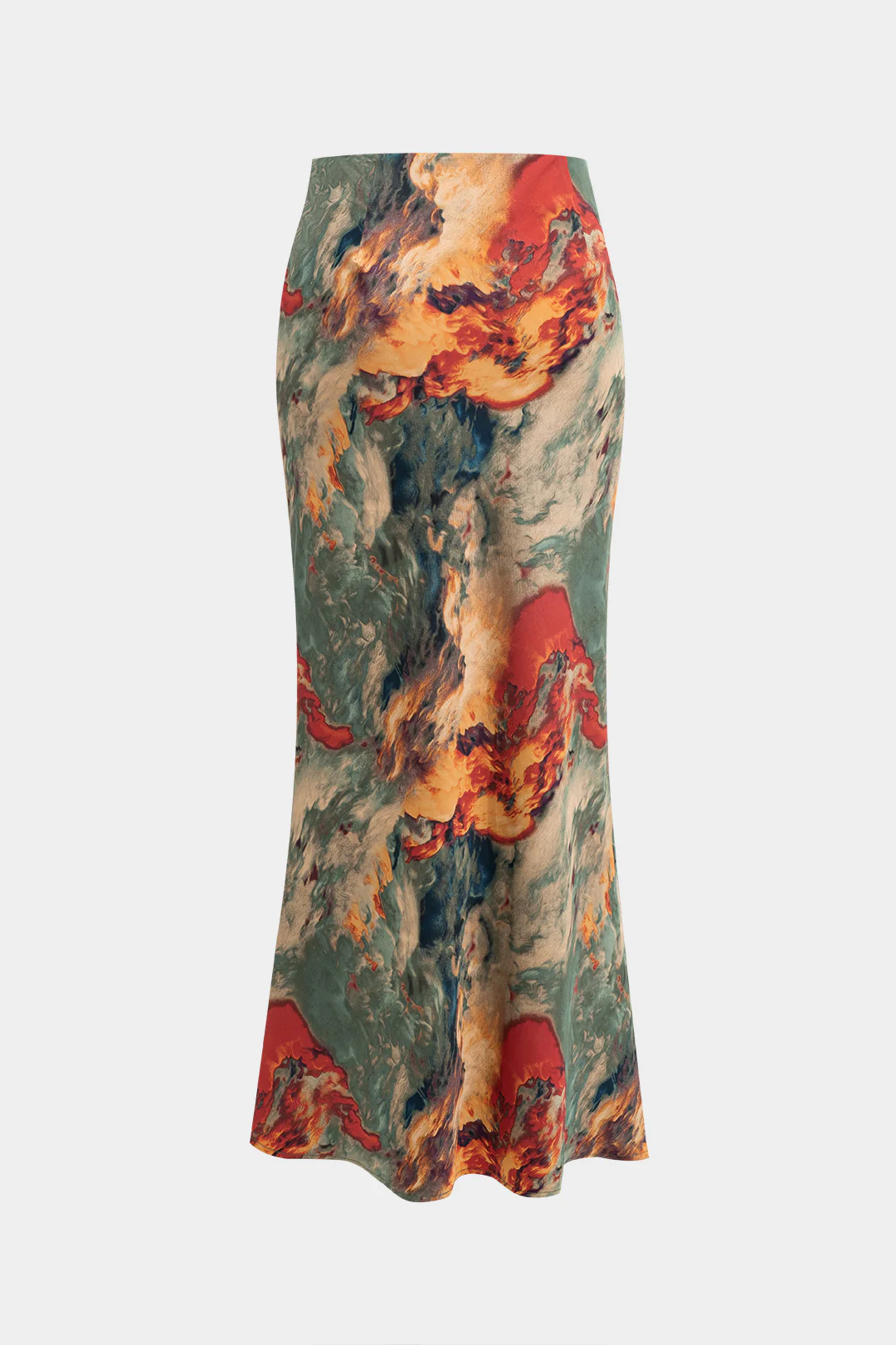 Abstract Tie-Dye Printed Satin Skirt