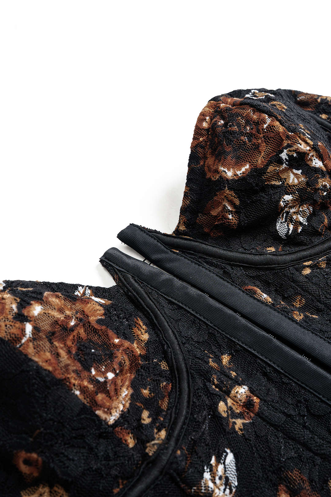 Floral Print Lace Patchwork Strapless Sleeveless Short Dress