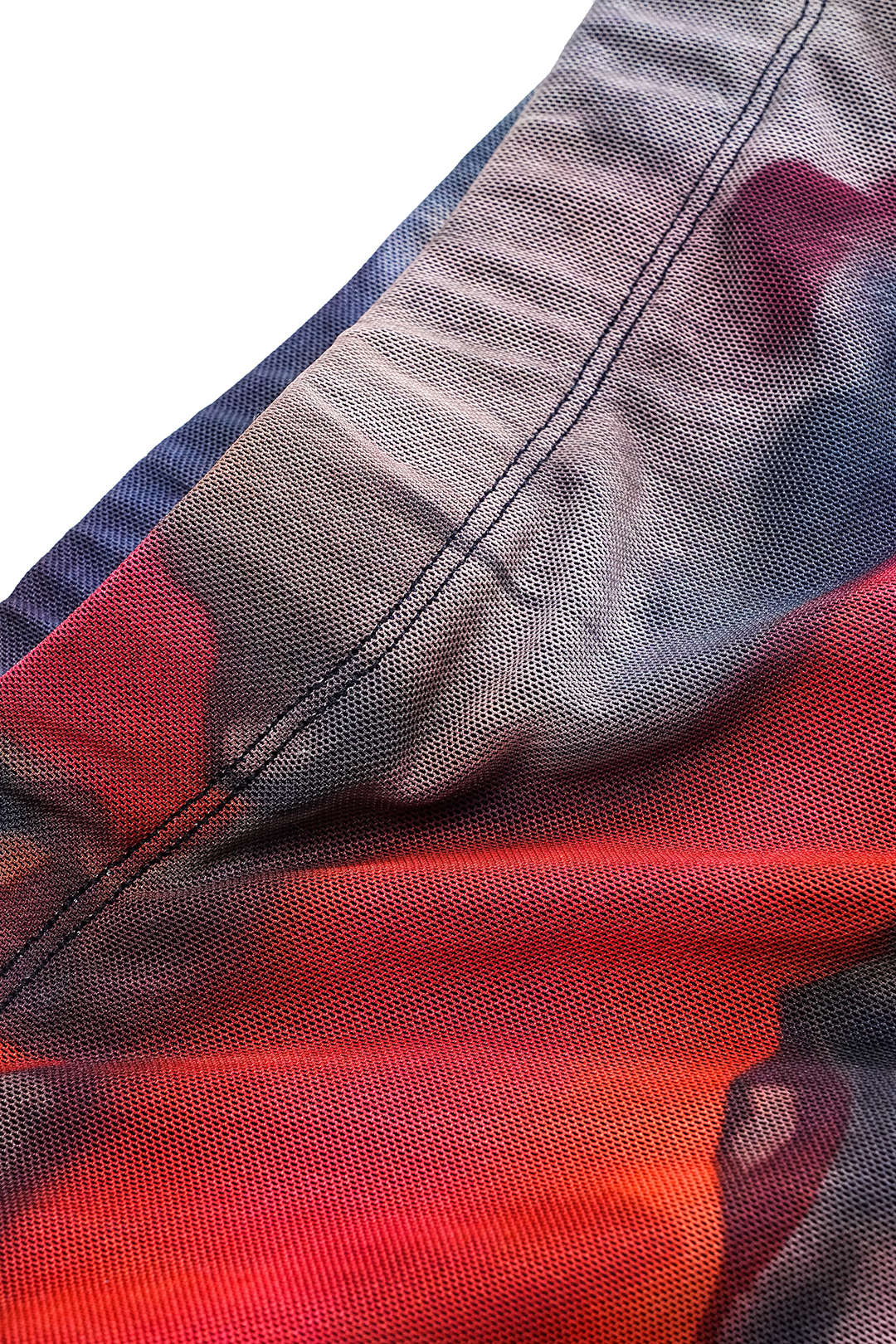 Plus Size Watercolor Printed Mesh Slit Skirt