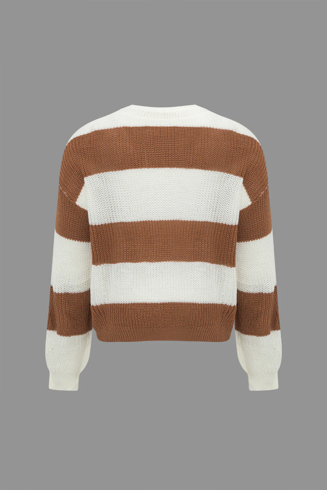 Plus Size Stripes Knit Long-Sleeve Top